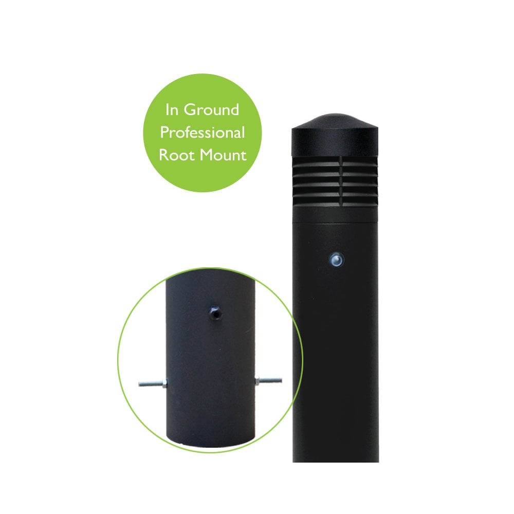 Lumena Fortress Pillar Bollard Light - Black - Mains