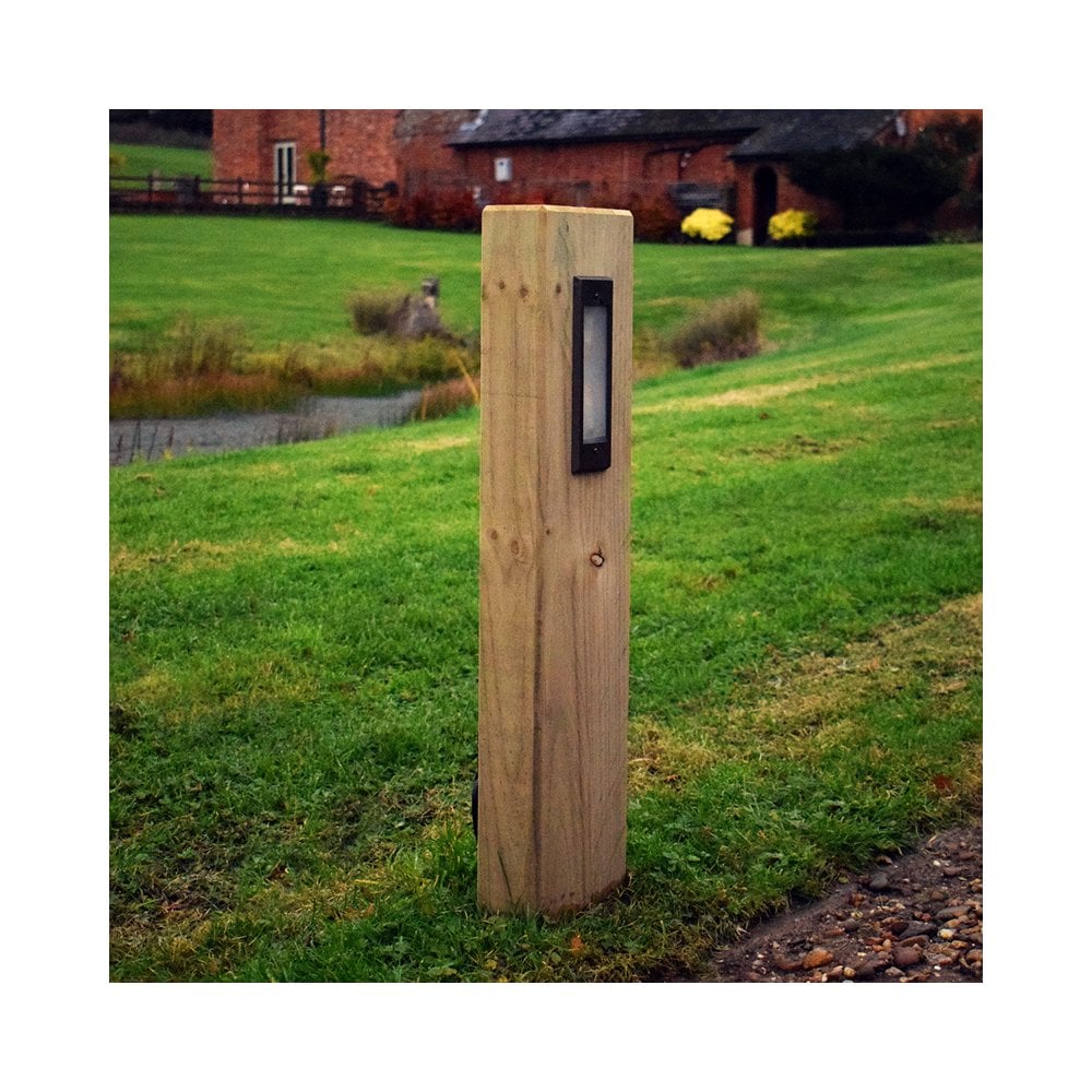 Lumena Radiata Sleeper Timber Bollard Light - Rustic Bronze - Mains