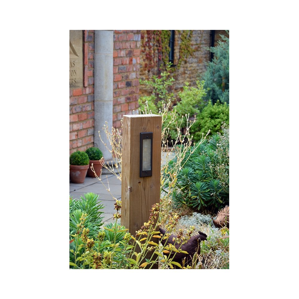 Lumena Radiata Sleeper Timber Bollard Light - Rustic Bronze - Mains