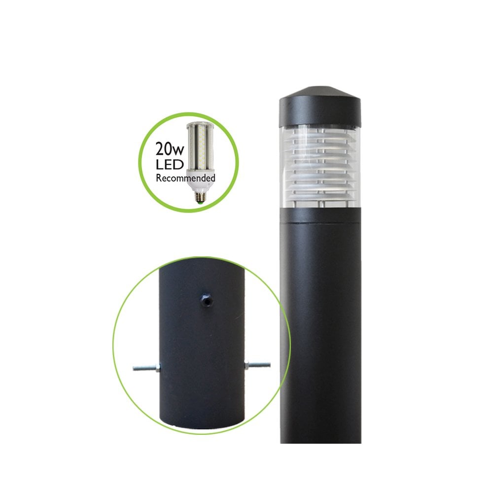 Lumena LEDifice Pillar Bollard Light - Black - Mains