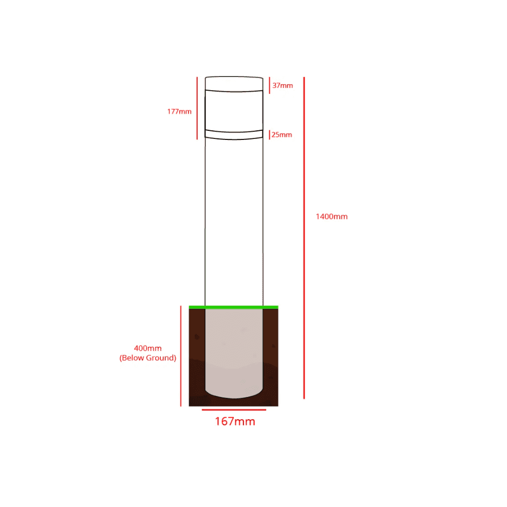 Lumena Boleda Conus Integrated LED Bollard Light - Black - Mains