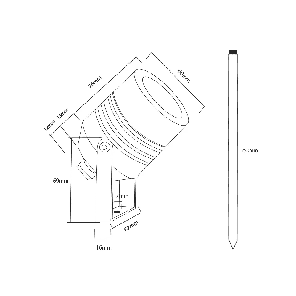 Lumena AlvaLED  Adjustable GU10 Spike Light - Mains