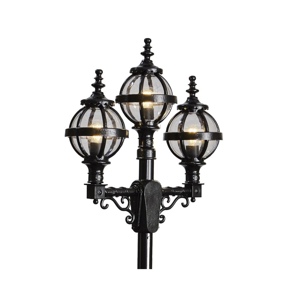 Harte Victorian Style Globe Lamp Post Triple Headed 2.6m - Cast Iron