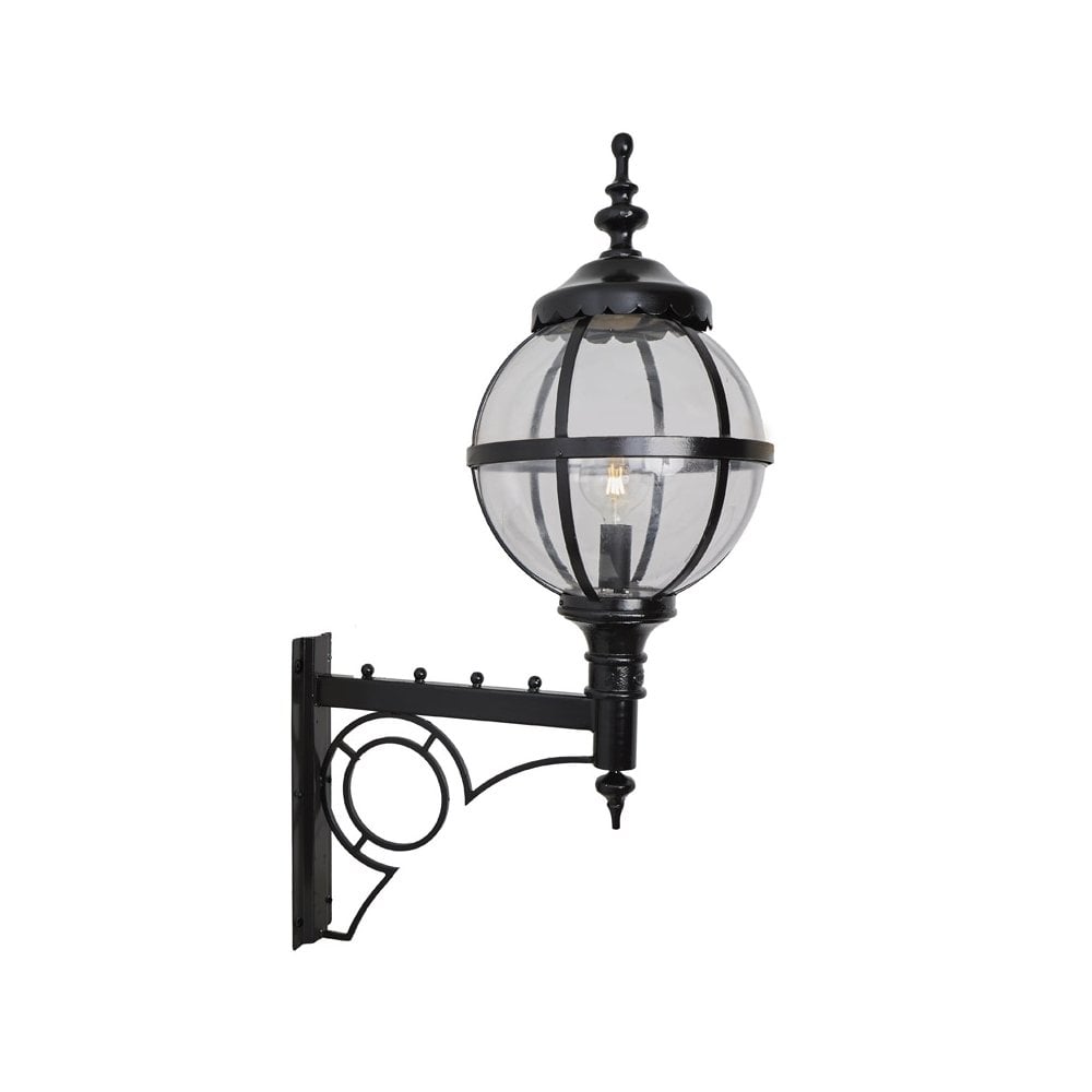 Harte Victorian Style Large 1.47m Globe Wall Light With Decorative Arm - Steel