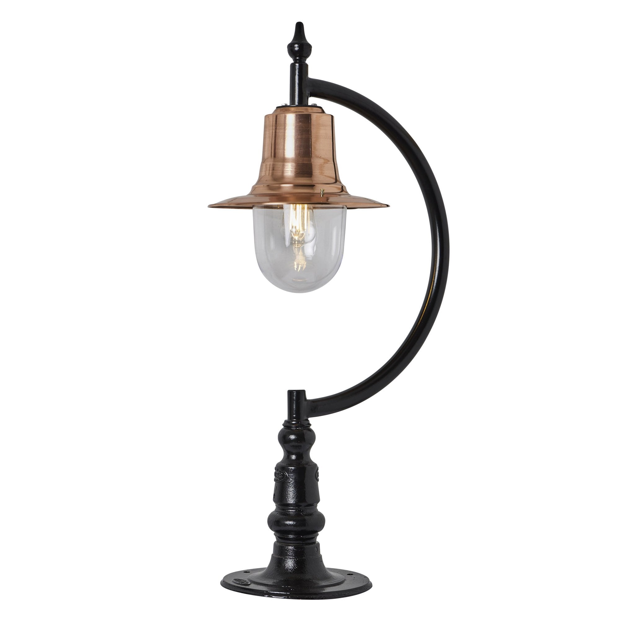 Harte Vintage Tear Drop 0.98m Pier Light For Flat Piers - Cast Iron, Steel & Copper Head