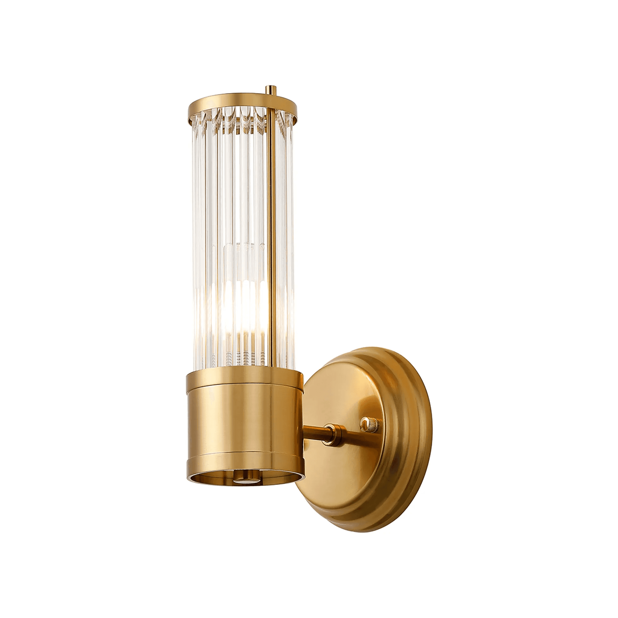 Fabula Wedgewood 1 Light Glass Rod Wall Bracket IP44 - Gold & Clear Glass