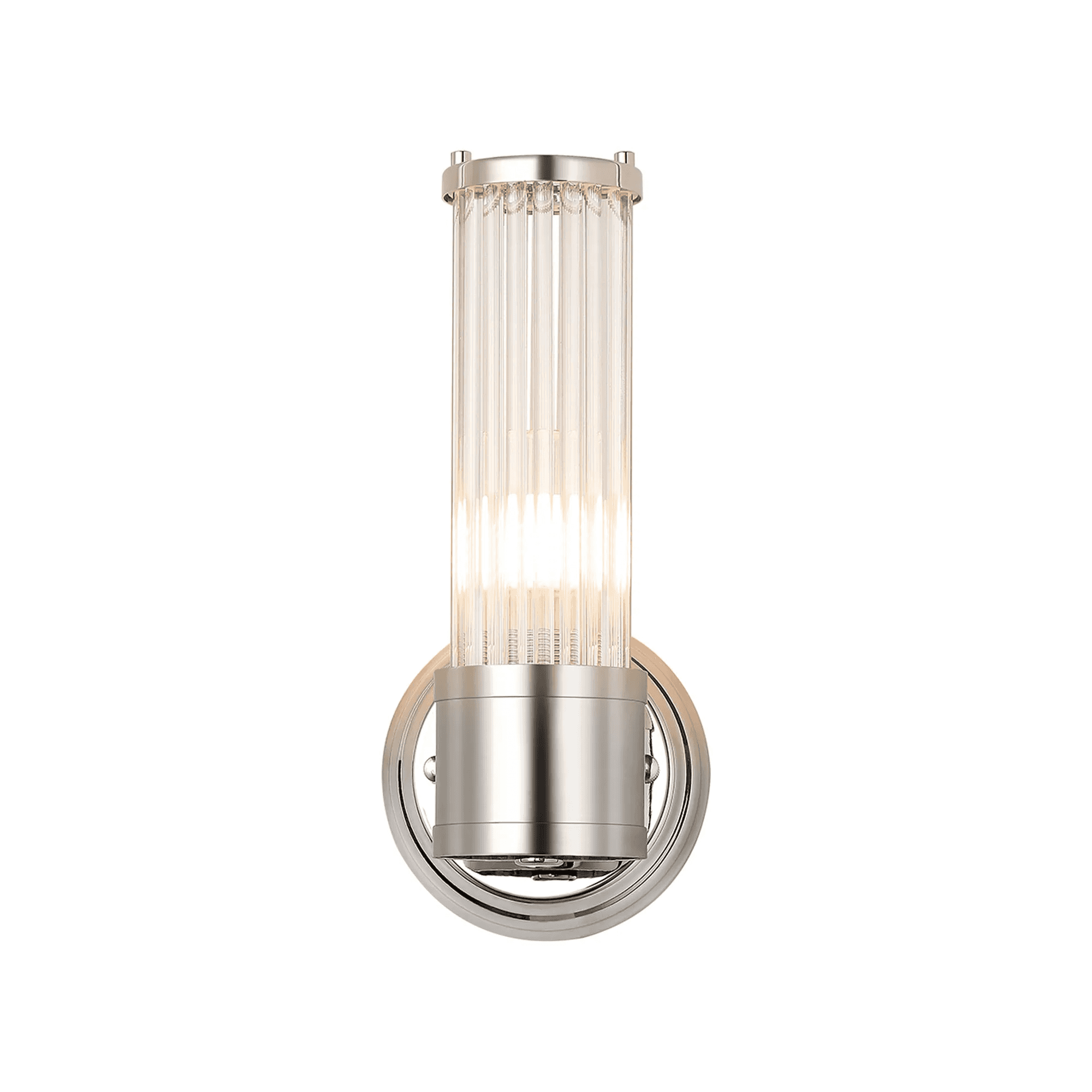 Fabula Wedgewood 1 Light Glass Rod Wall Bracket IP44 - Polished Nickel & Clear Glass