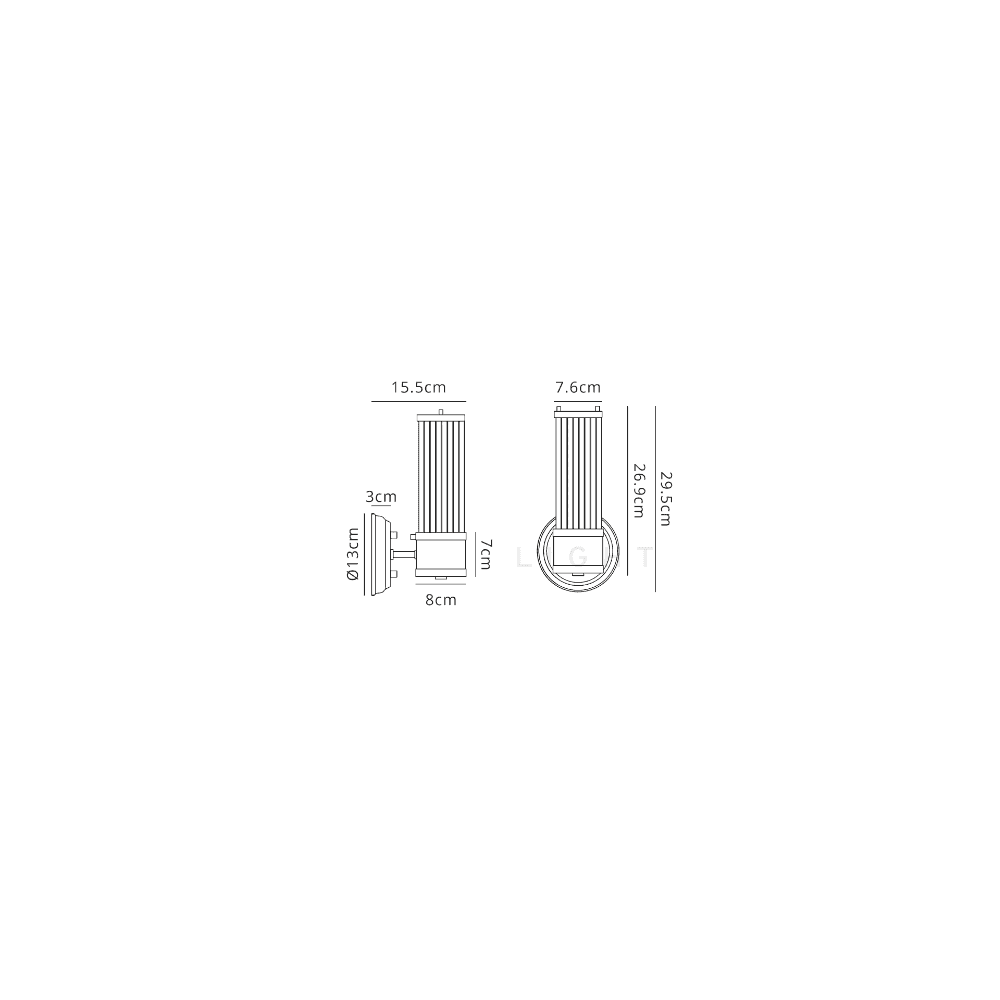 Fabula Wedgewood 1 Light Glass Rod Wall Bracket IP44 - Polished Nickel & Clear Glass