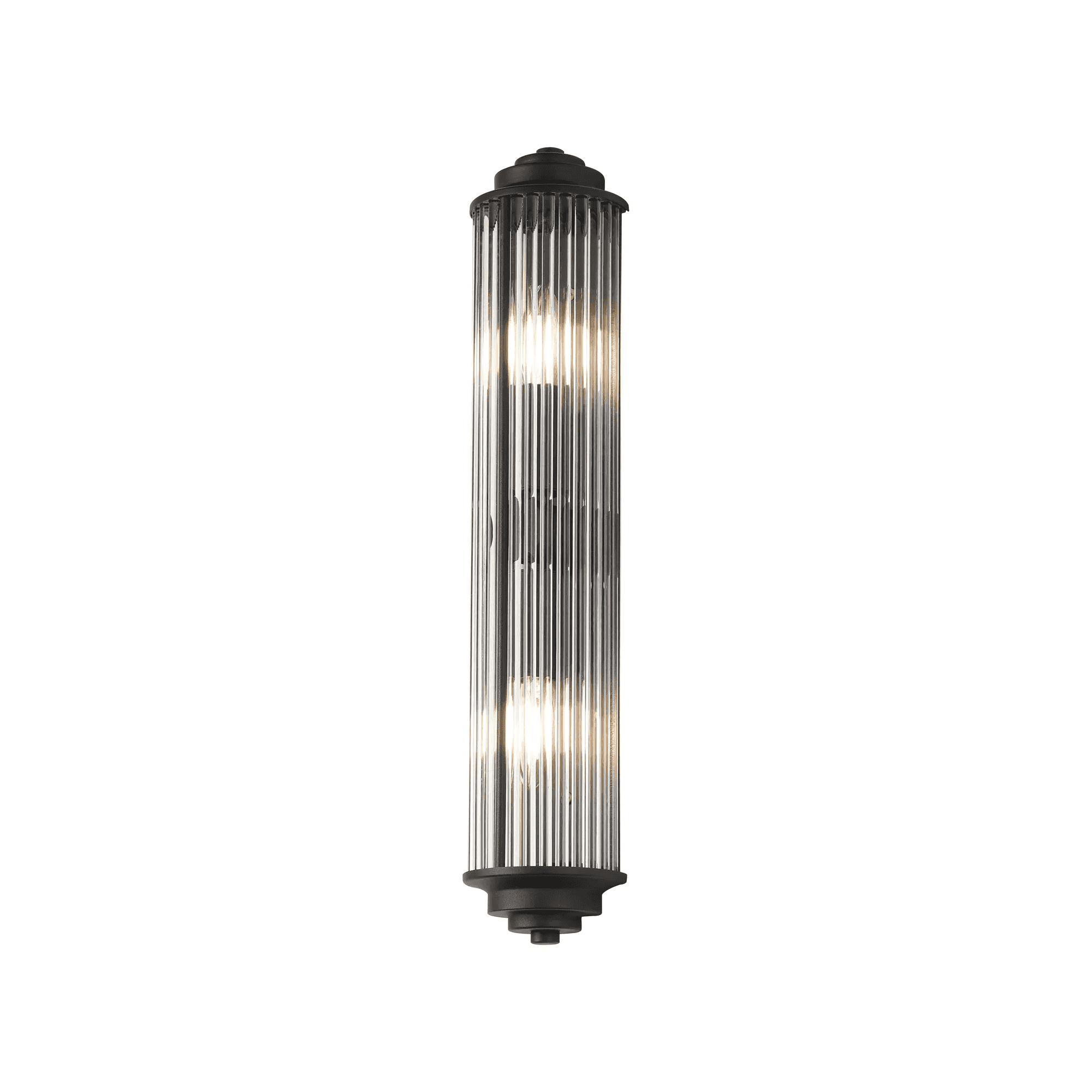 Fabula Wedgewood 2 Light Glass Rod E14 IP44 - Satin Black & Clear Glass