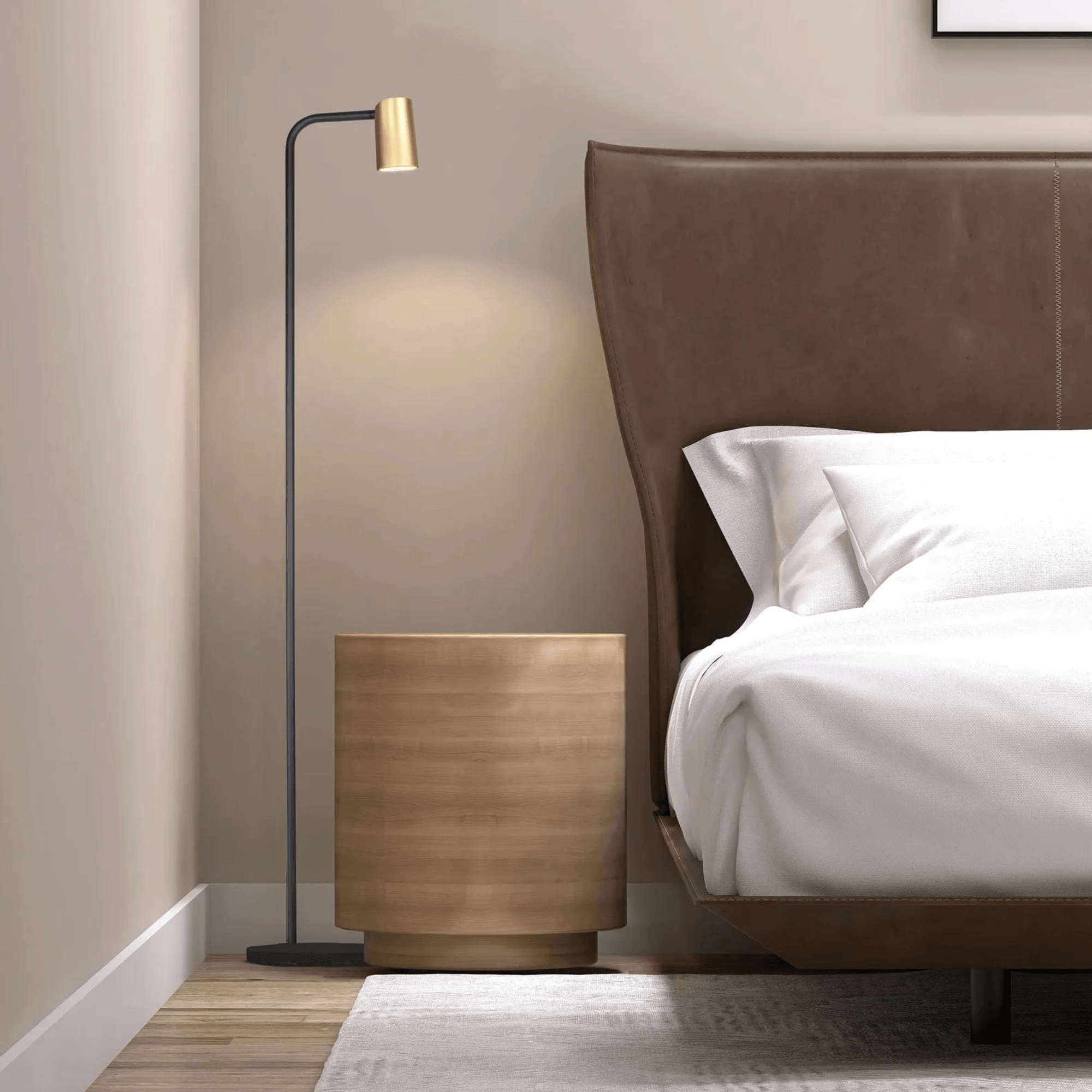 Mantra Sal Single Floor Lamp - Satin Gold & Matt Black