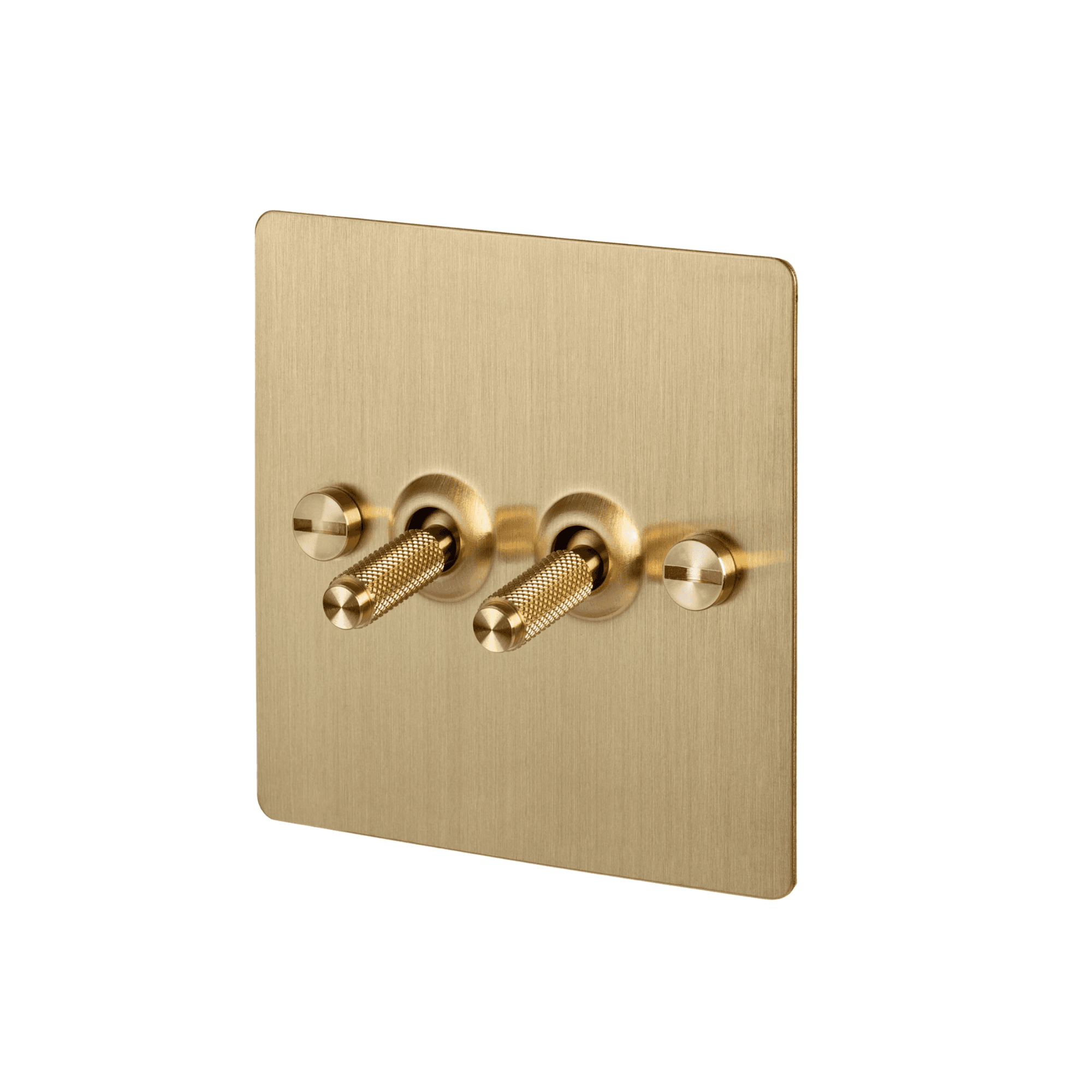 Buster + Punch 2G Toggle Light Switch - Brass Back Plate & Cross Knurl Pattern
