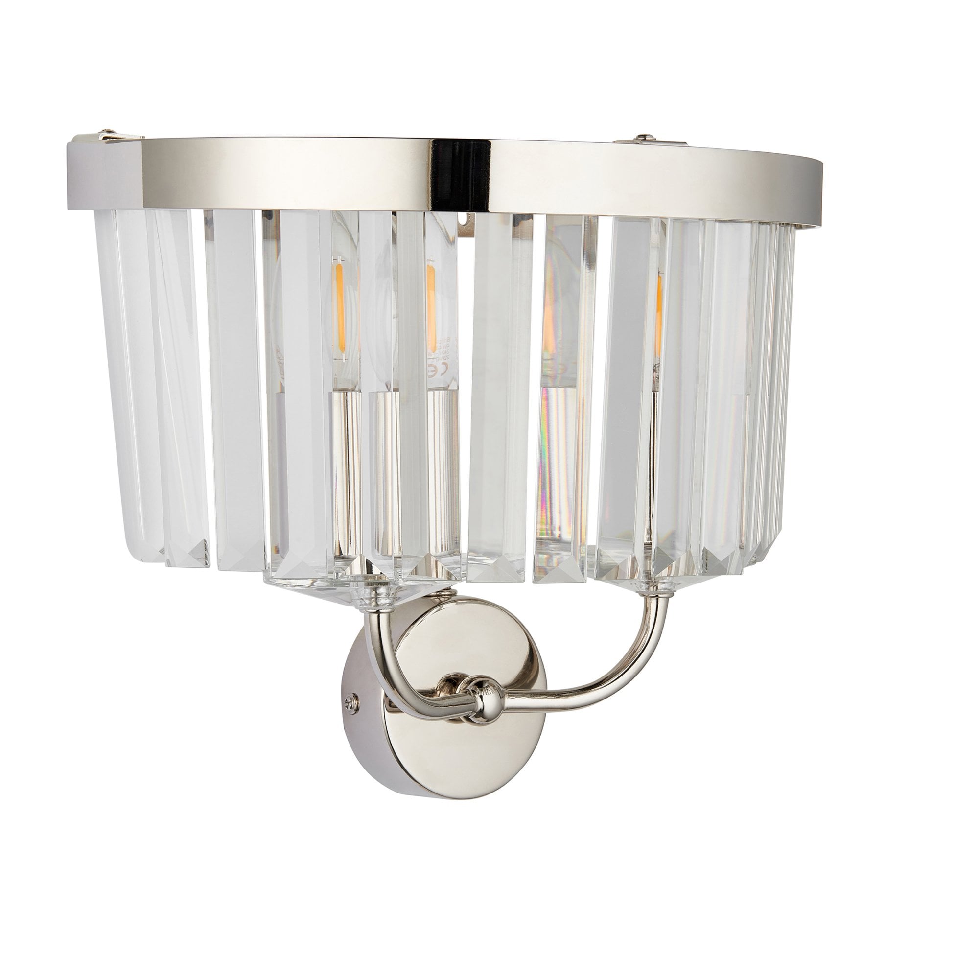 Utopia Martini 2 Light Wall Light - Bright Nickel & Clear Cut Glass