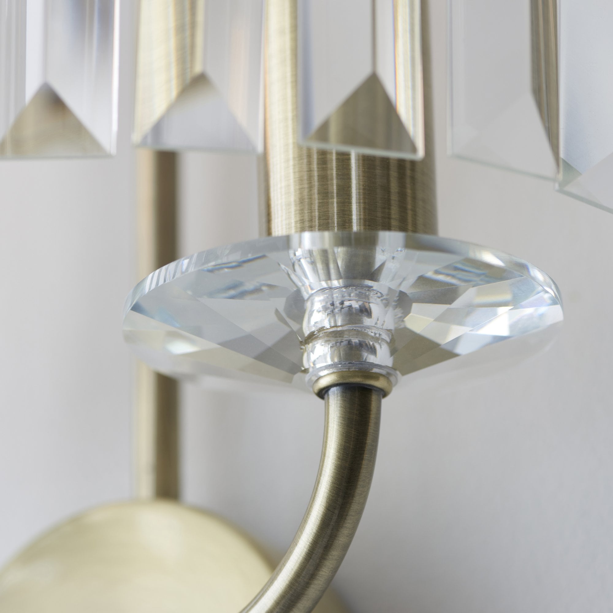 Utopia Martini 2 Light Wall Light - Antique Brass & Clear Cut Glass