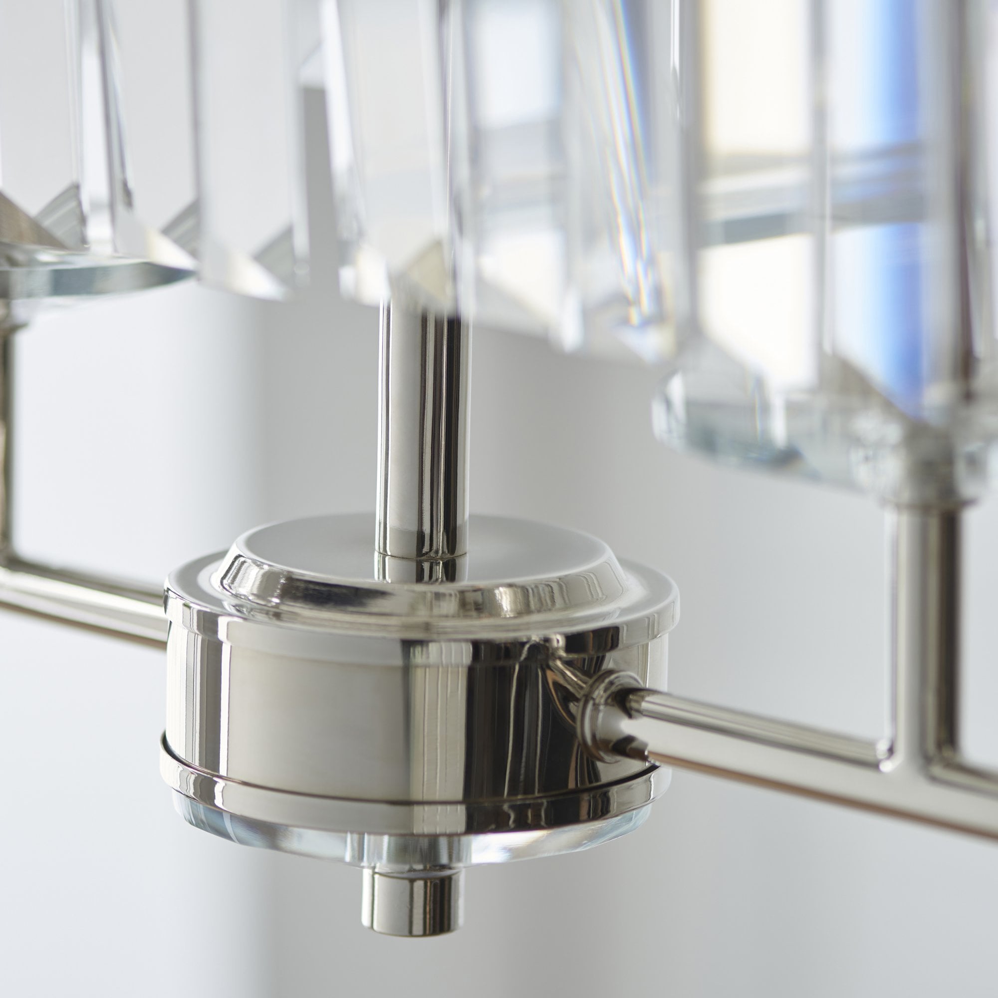 Utopia Martini 4 Light Linear Ceiling Pendant - Bright Nickel & Clear Cut Glass