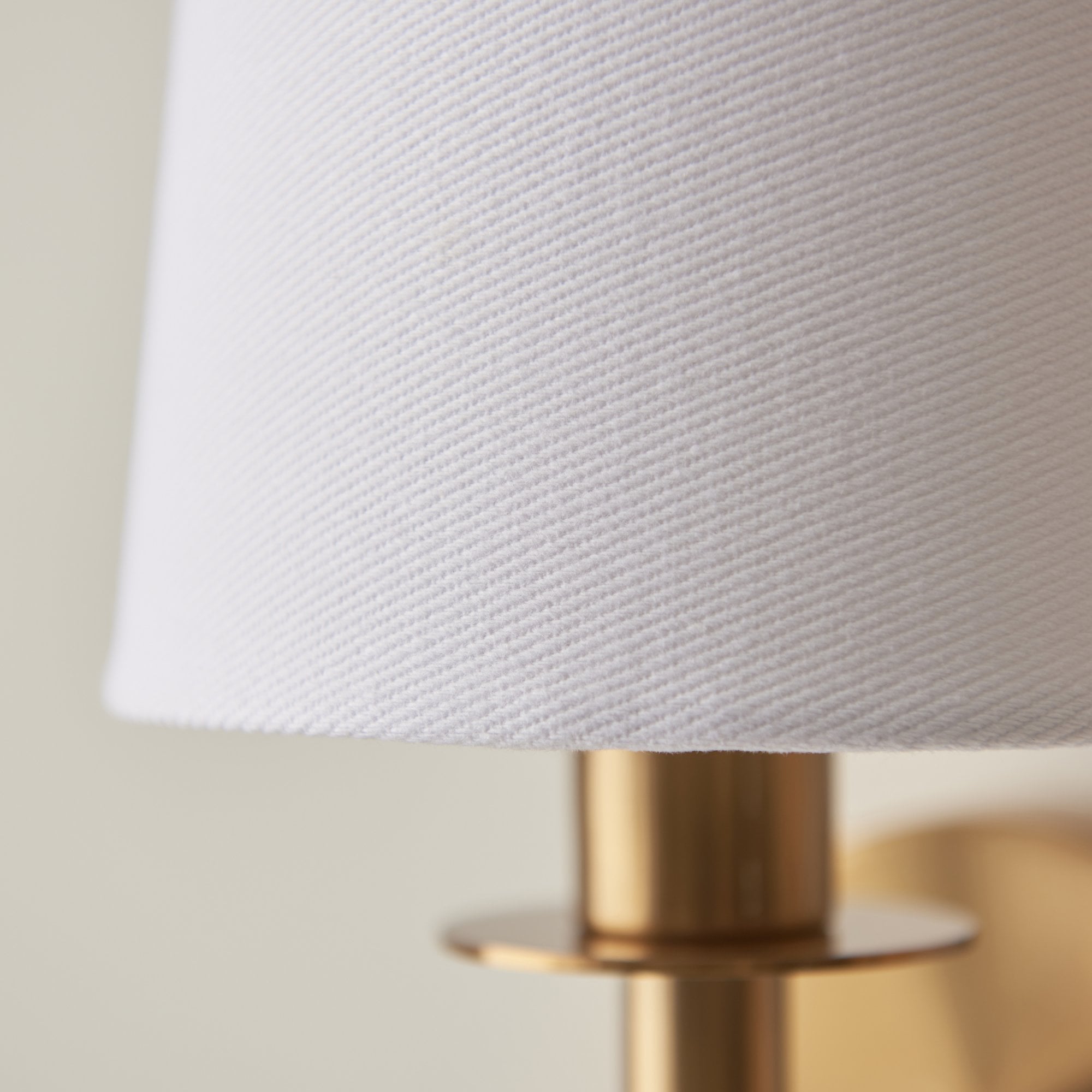Utopia Elegant Single Wall Light  - Vintage Brass & White Fabric Shade