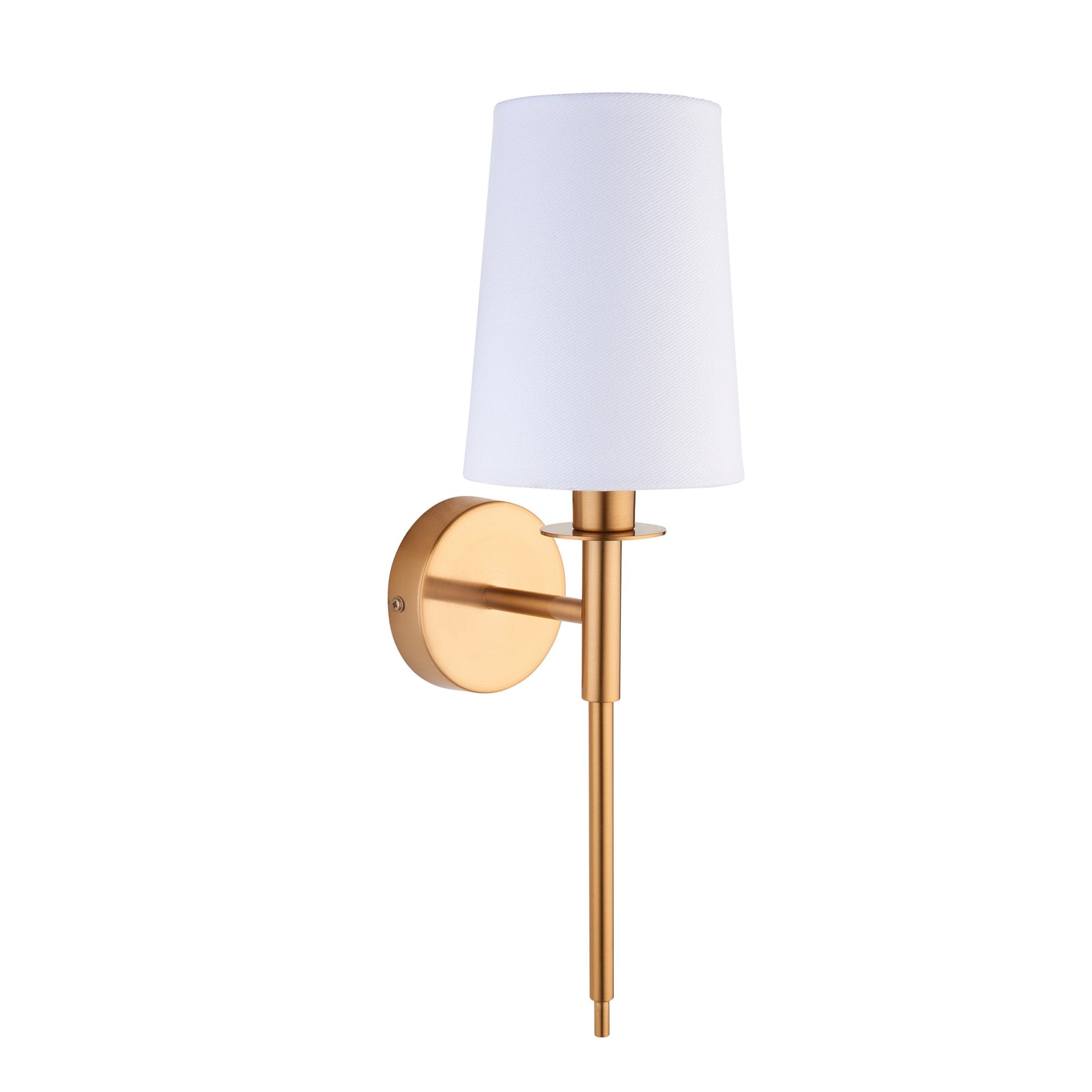 Utopia Elegant Single Wall Light  - Vintage Brass & White Fabric Shade