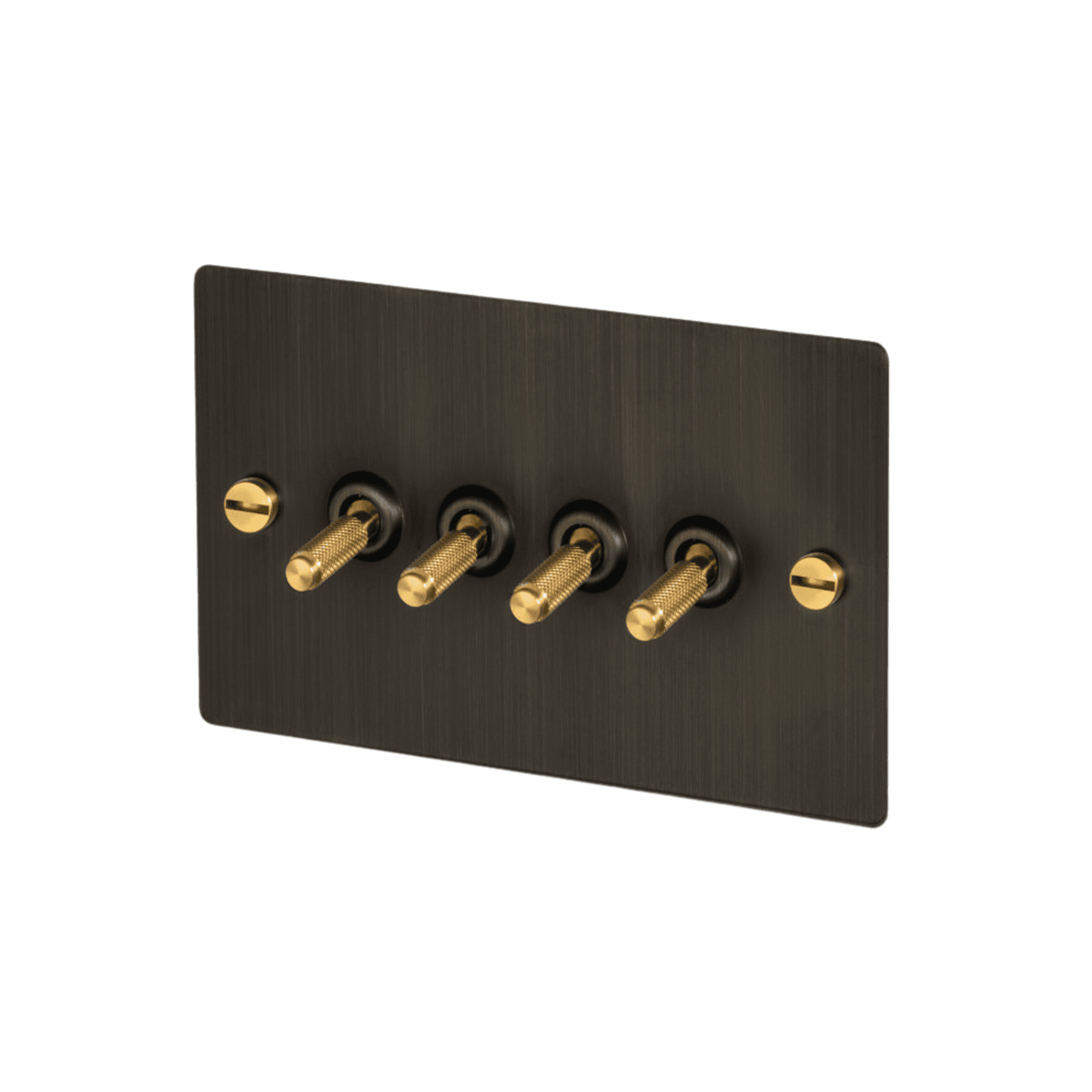 Buster + Punch 4G Toggle Light Switch - Smoked Bronze Back Plate & Cross Knurl Pattern