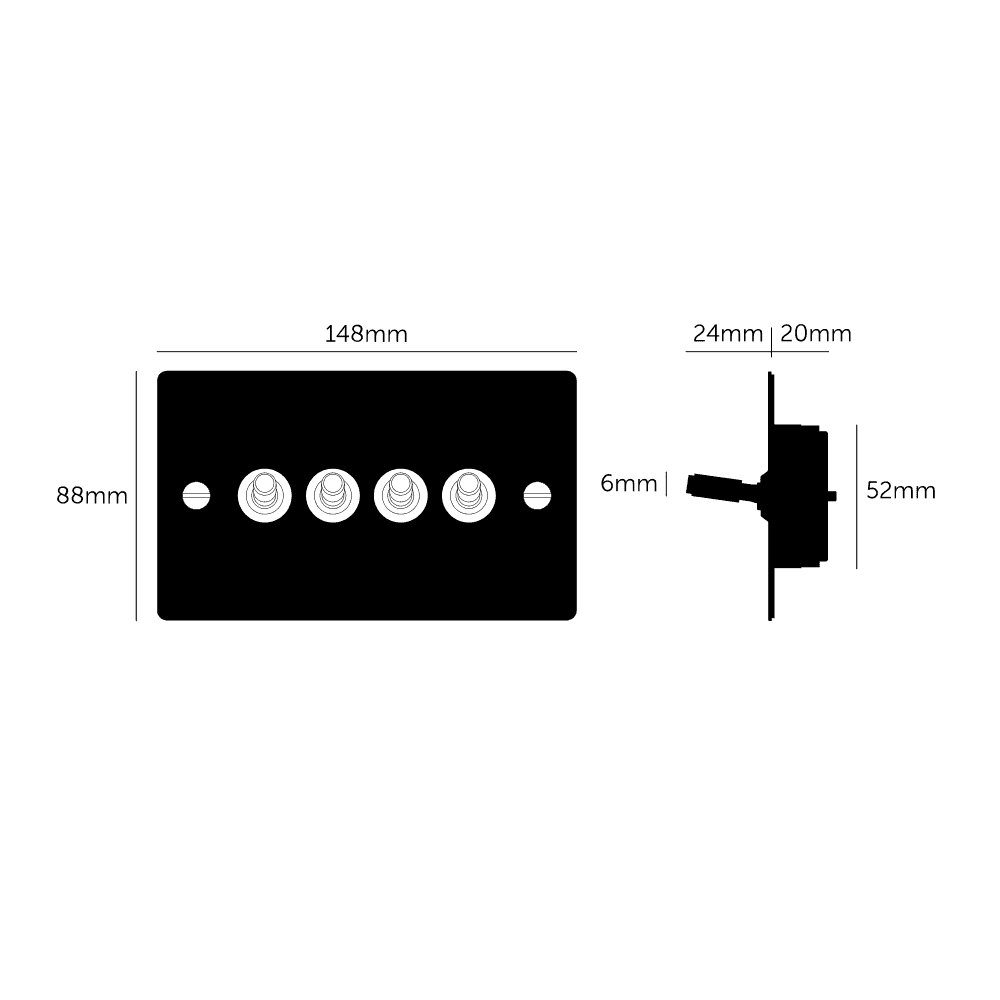 Buster + Punch 4G Toggle Light Switch - White Back Plate & Cross Knurl Pattern