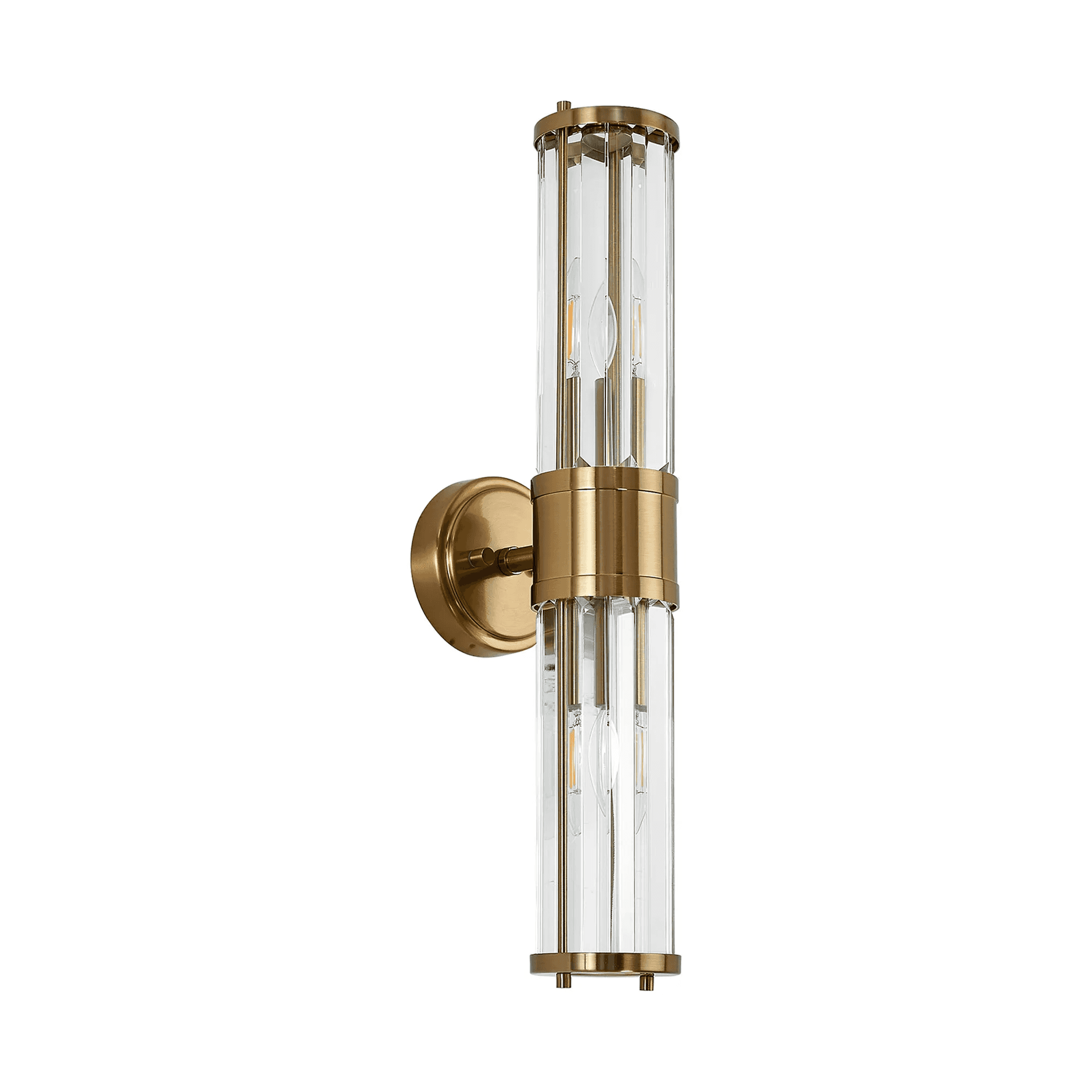 Fabula Ives 2 Light Crystal Rod Up & Down Light IP44 - Gold & Clear Crystal