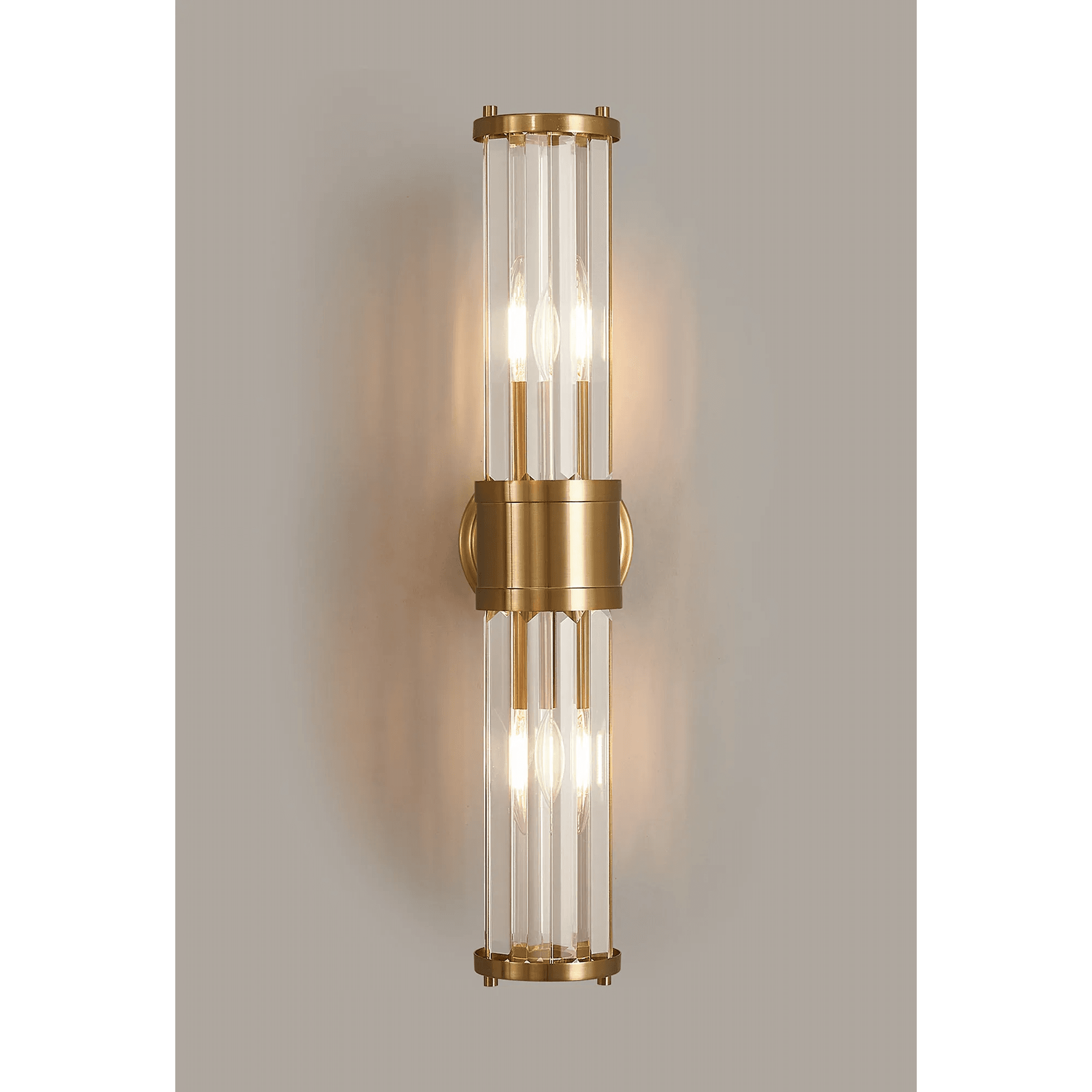 Fabula Ives 2 Light Crystal Rod Up & Down Light IP44 - Gold & Clear Crystal