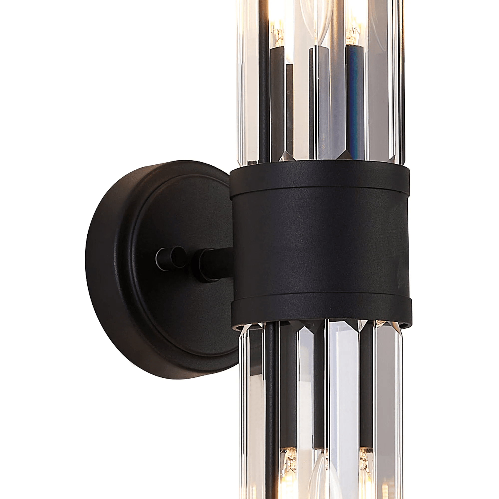 Fabula Ives 2 Light Crystal Rod Up & Down Light IP44 - Satin Black & Clear Crystal