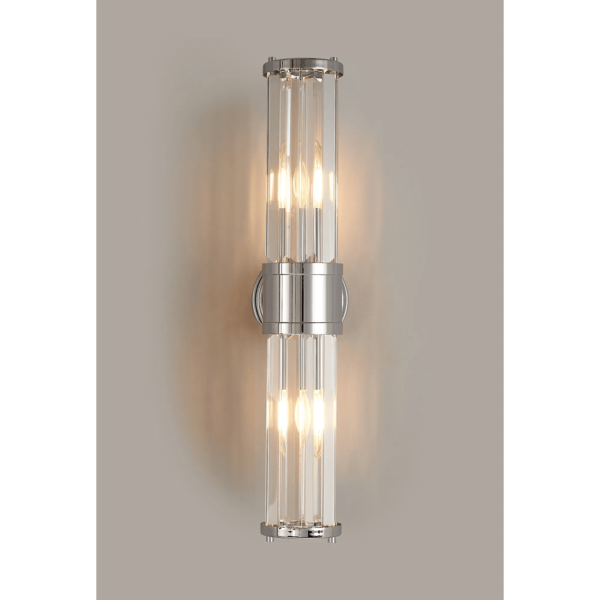 Fabula Ives 2 Light Crystal Rod Up & Down Light IP44 - Polished Chrome & Clear Crystal