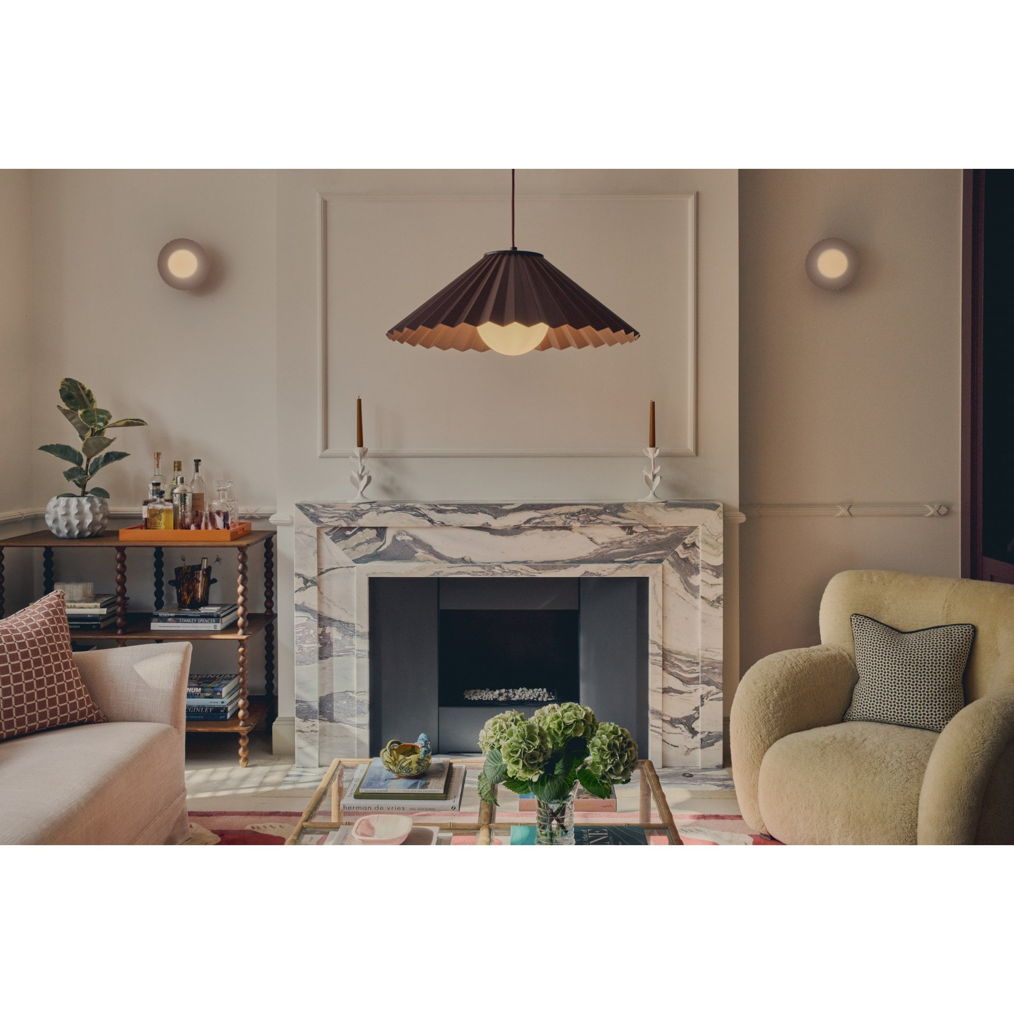 houseof. The Pleat Ceiling Pendant - Burgundy & Lilac