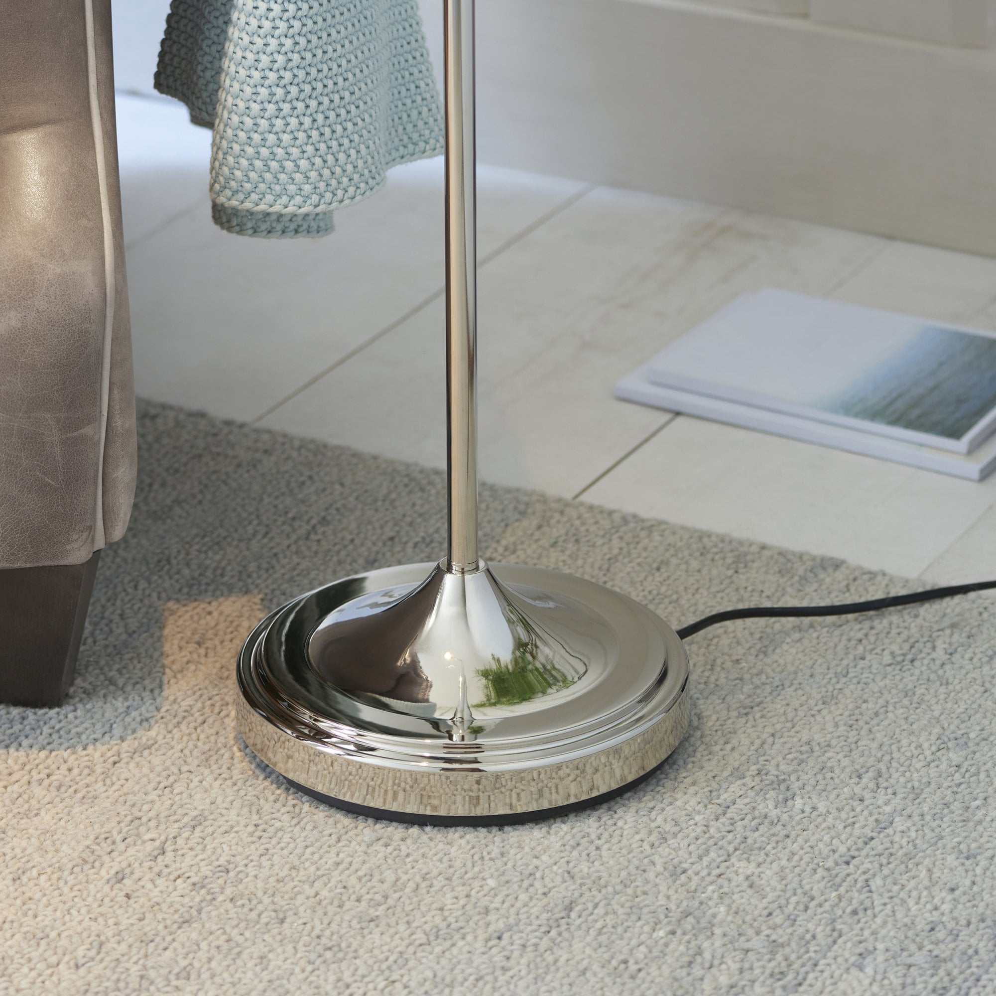 Endon Classic Flexi Single Light Floor - Bright Nickel Plate
