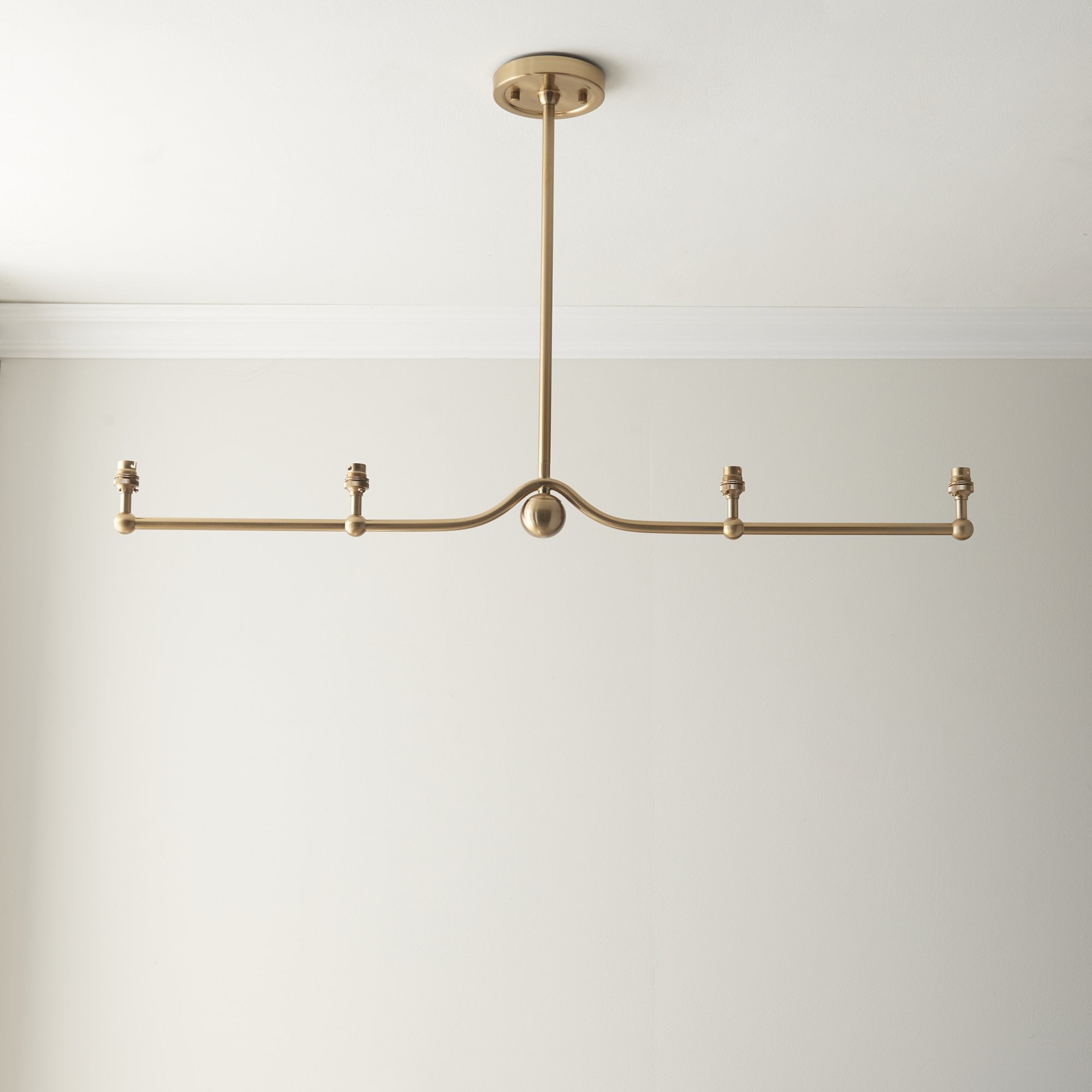 Endon Santiago 4 Light Linear Pendant - Brushed Aged Brass Plate