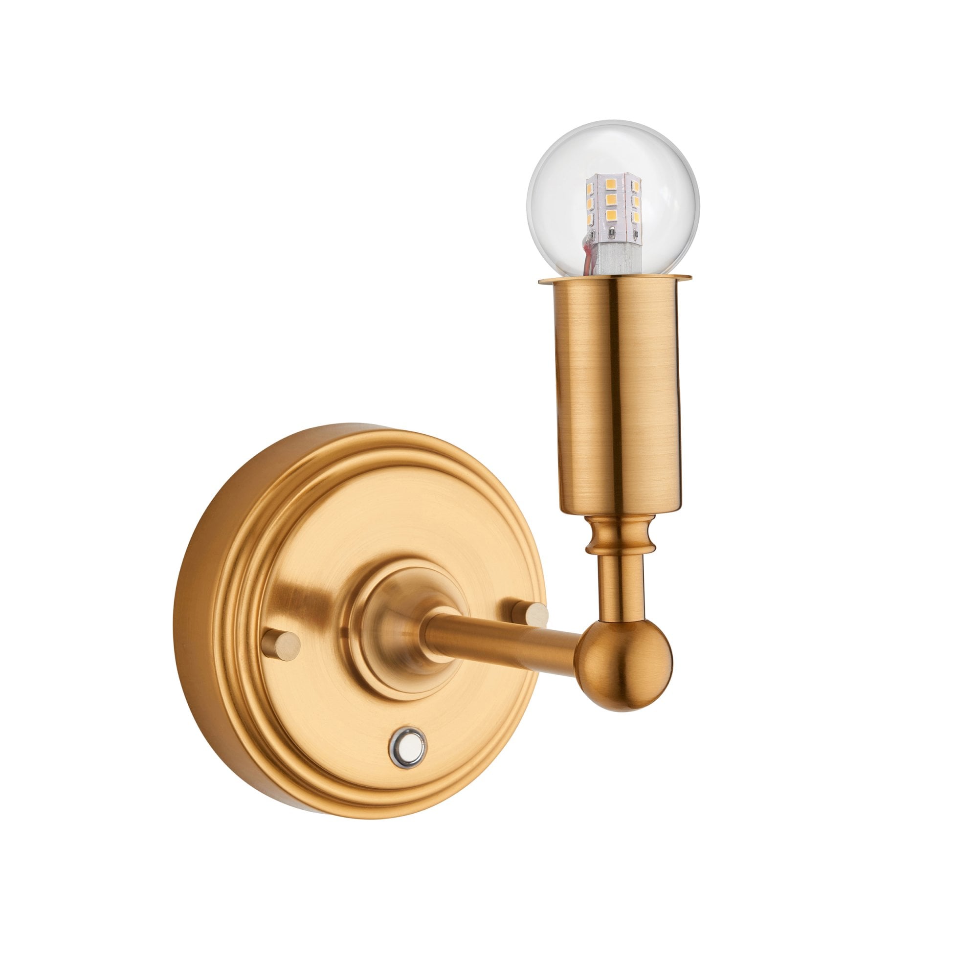 Endon Burley Rechargeable Single Light Wall - Brushed Aged Brass Plate