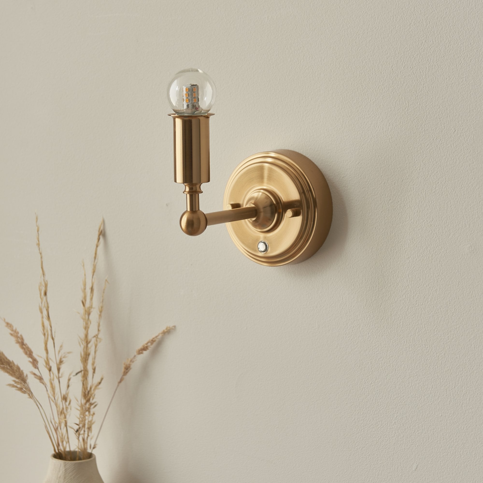 Endon Burley Rechargeable Single Light Wall - Brushed Aged Brass Plate