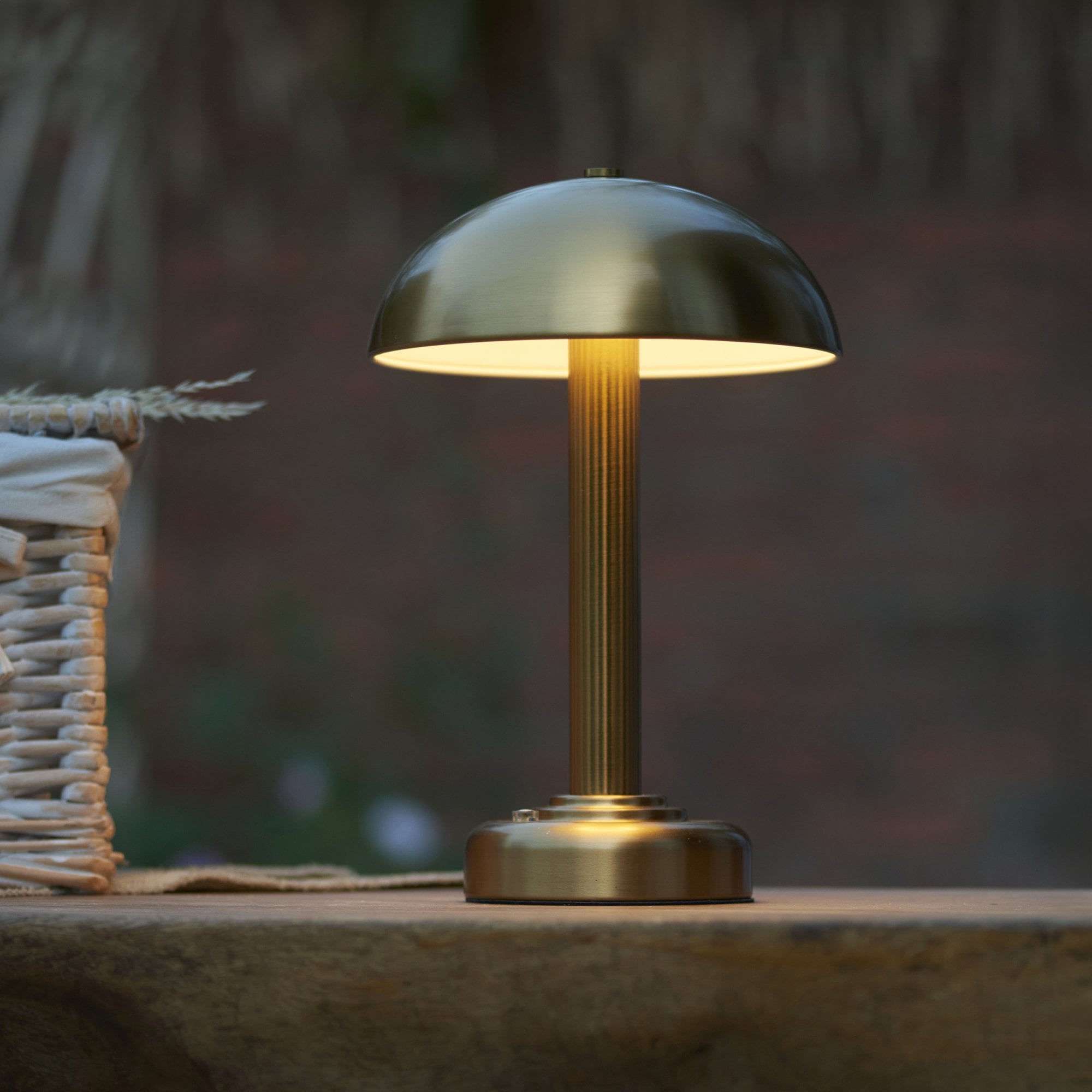 Endon Bridport Rechargeable Single Light Table Lamp - Warm Brass Plate