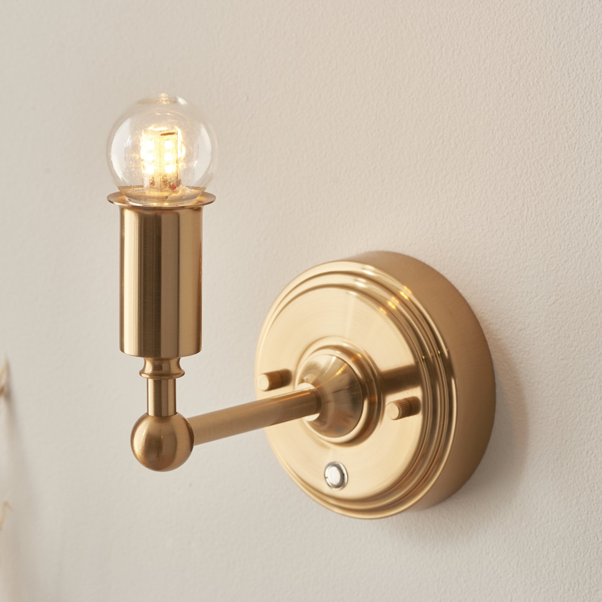 Endon Burley Rechargeable Single Light Wall - Brushed Aged Brass Plate