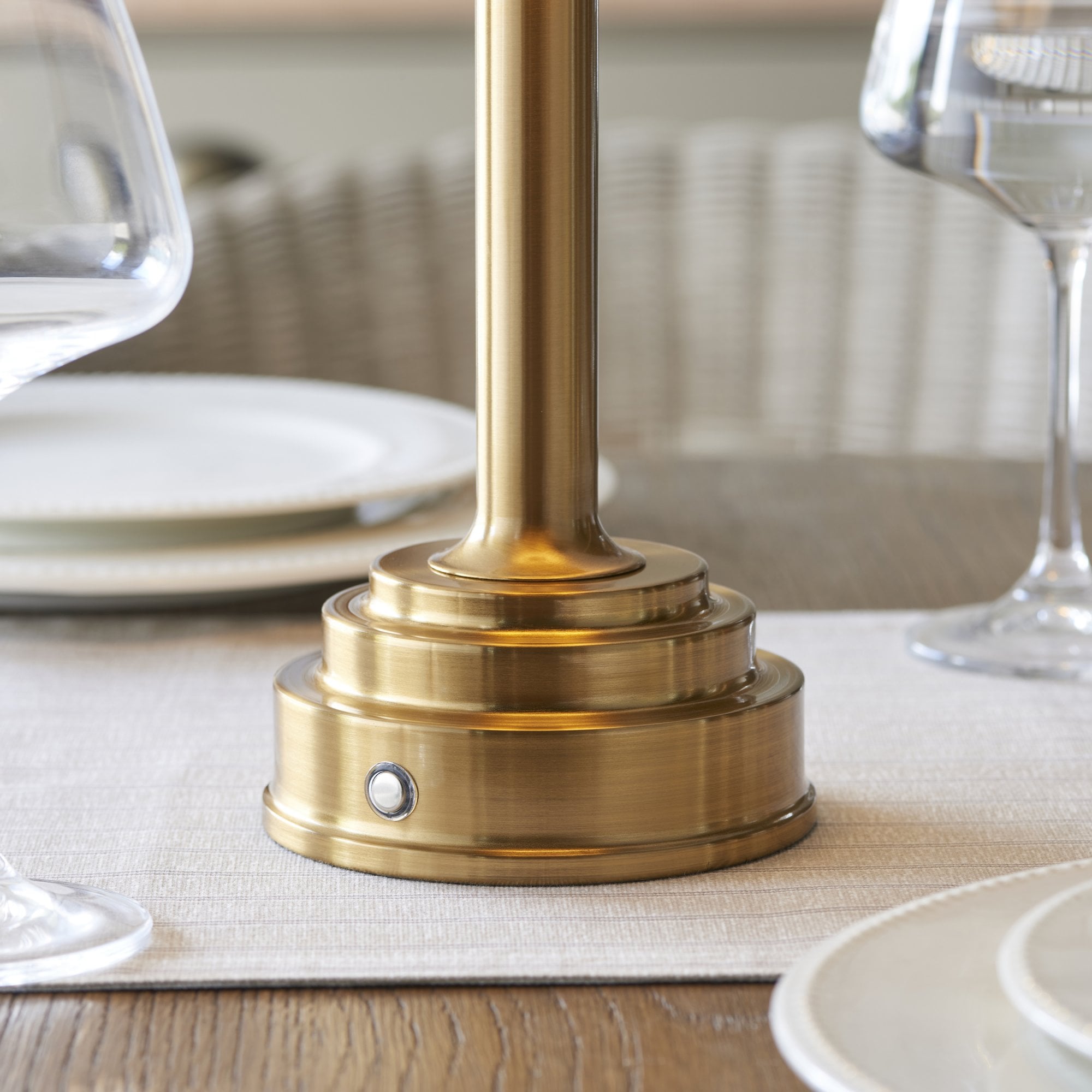Endon Upton Rechargeable Single Light Table Lamp - Brushed Aged Brass Plate