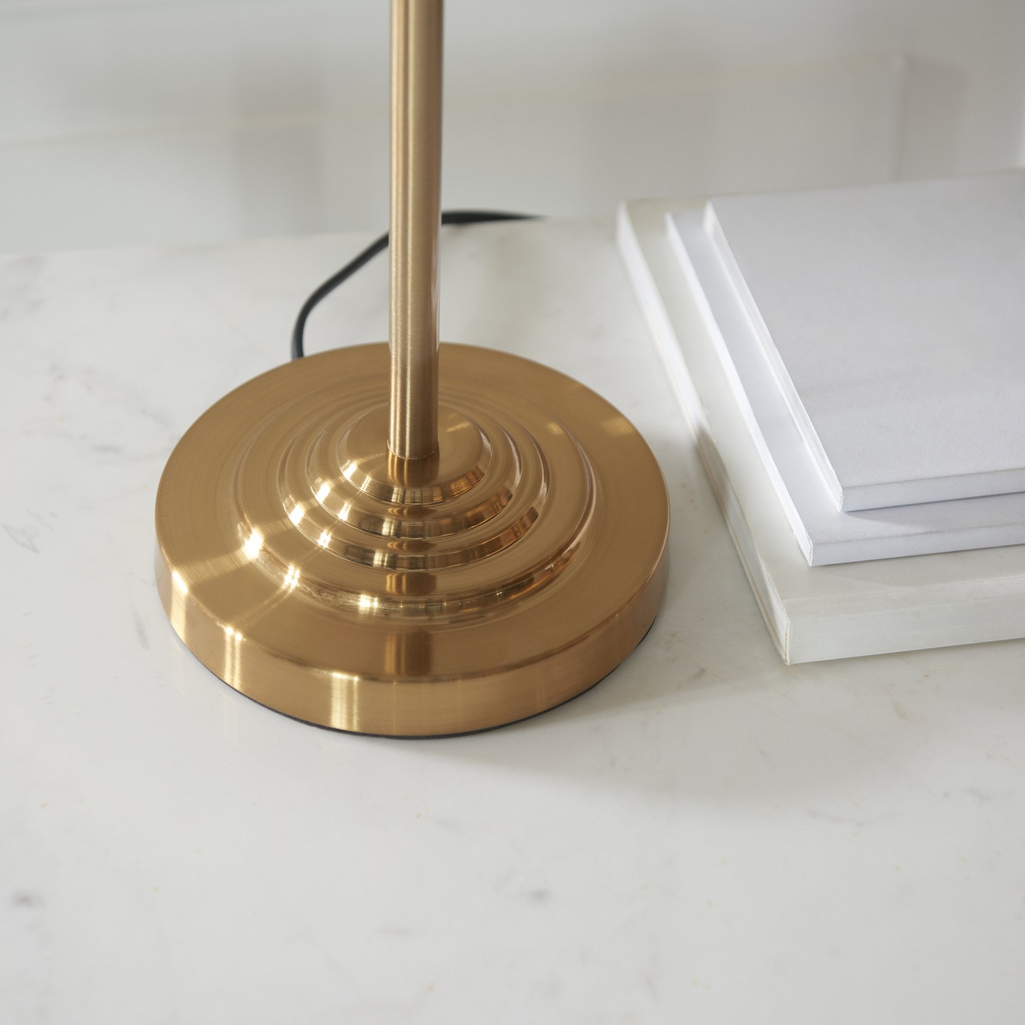 Endon Highclere 3 Light Table Lamp - Vintage Brass & Natural Linen