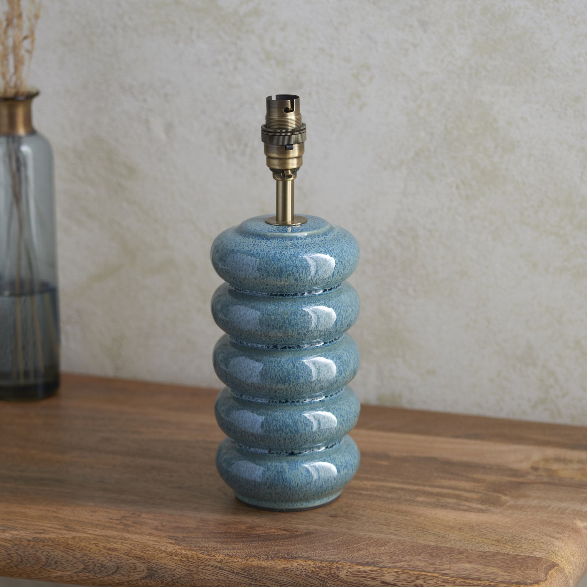 Endon Squash Single Light Table Lamp - Ocean Spray Glaze & Brushed Aged Brass Plate