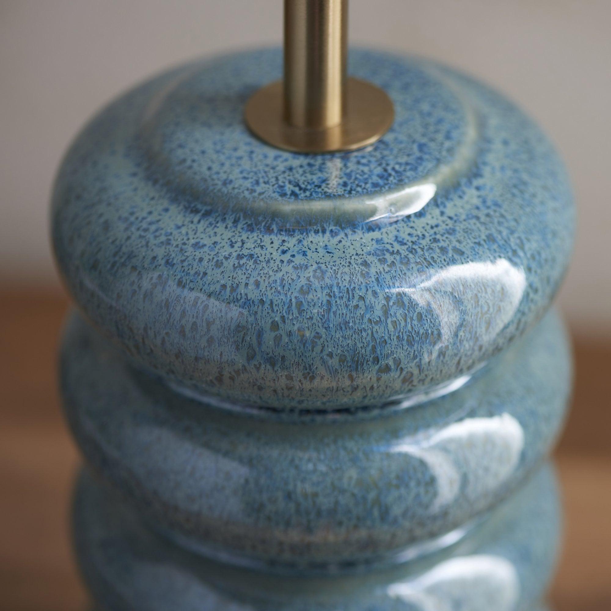 Endon Squash Single Light Table Lamp - Ocean Spray Glaze & Brushed Aged Brass Plate
