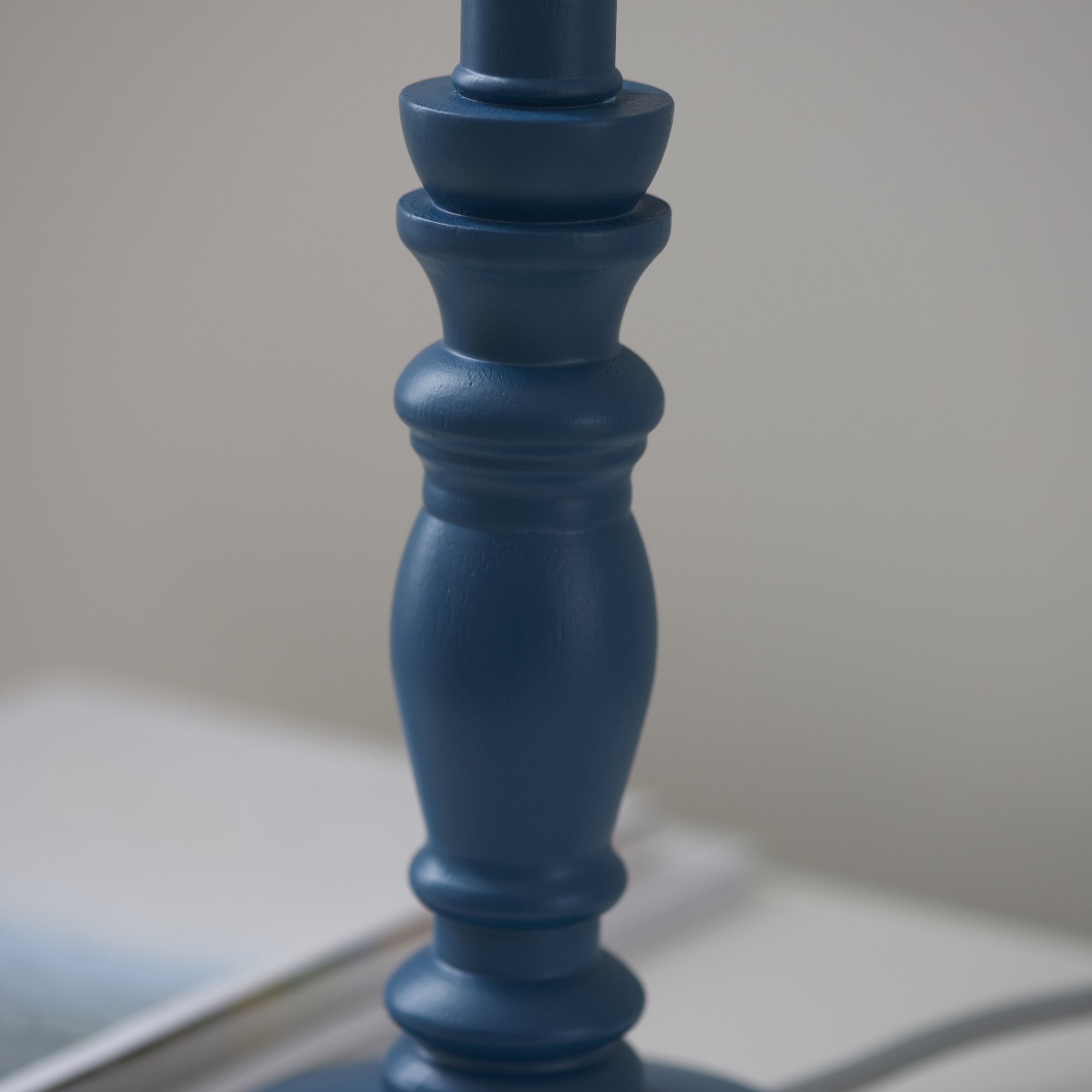 Endon Bibury Single Light Table Lamp - Satin Marlin Blue Paint & Brushed Aged Brass Plate
