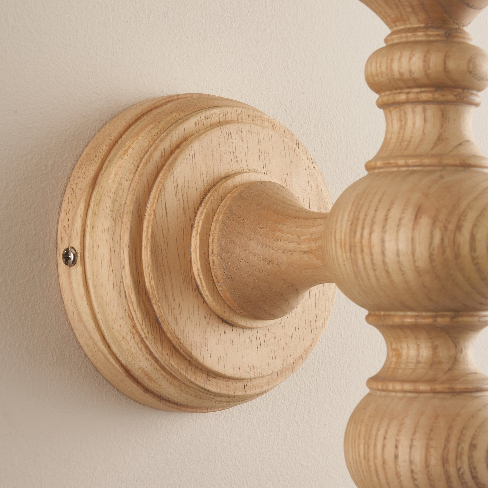 Endon Bibury Single Light Wall - Natural Ash & Brushed Aged Brass Plate