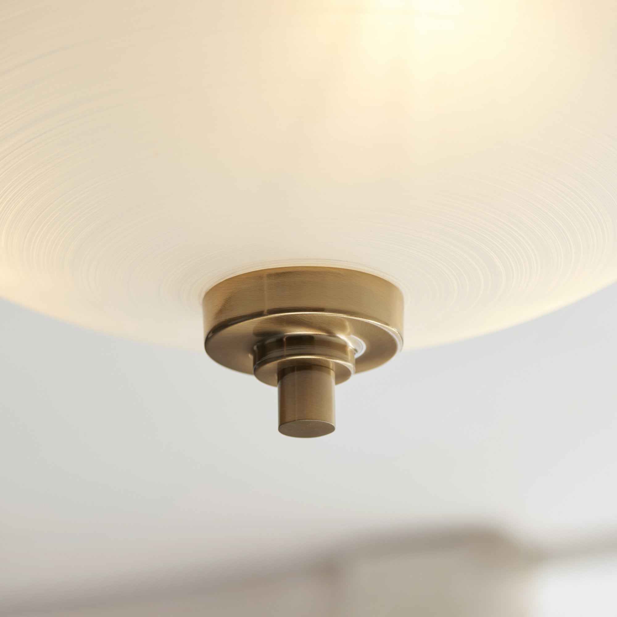 Endon Welles 3 Light Flush - Brushed Aged Brass Plate & White Glass
