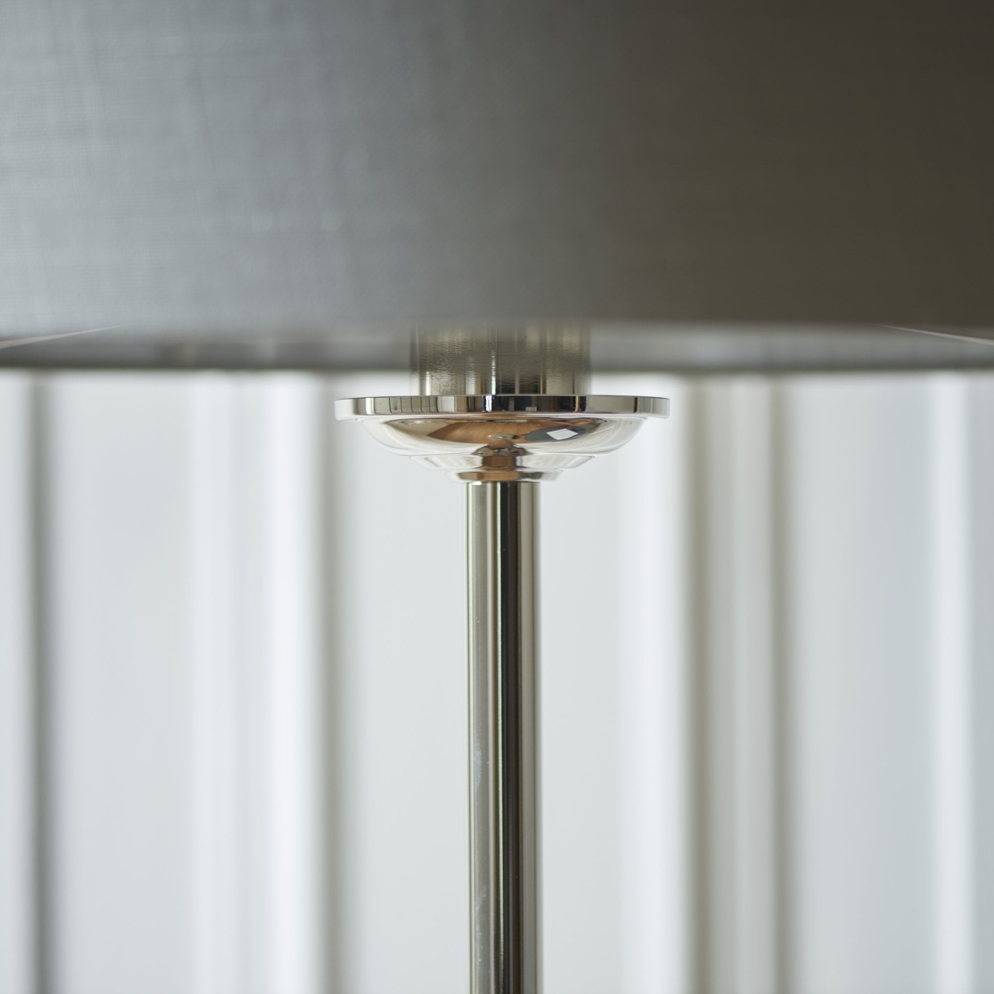Endon Highclere Single Light Floor - Bright Nickel Plate & Charcoal Fabric