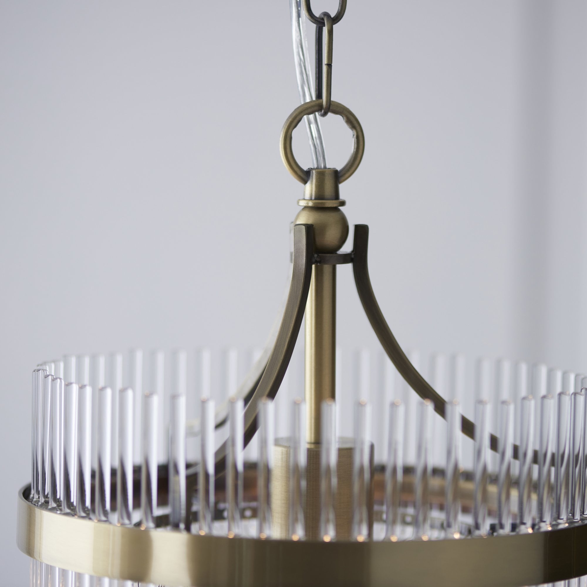 Endon Marietta Single Light Pendant - Antique Brass Plate & Clear Glass