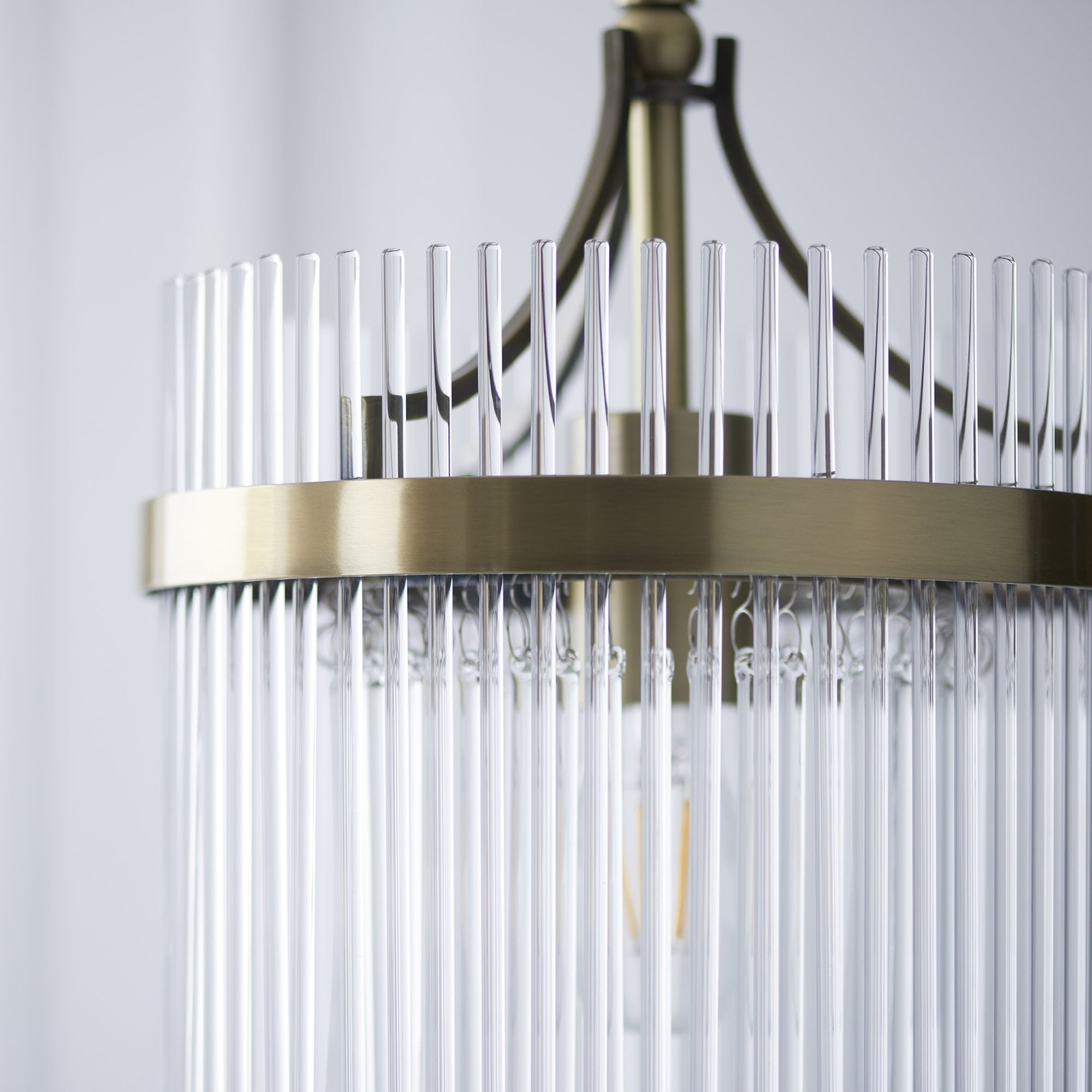 Endon Marietta Single Light Pendant - Antique Brass Plate & Clear Glass