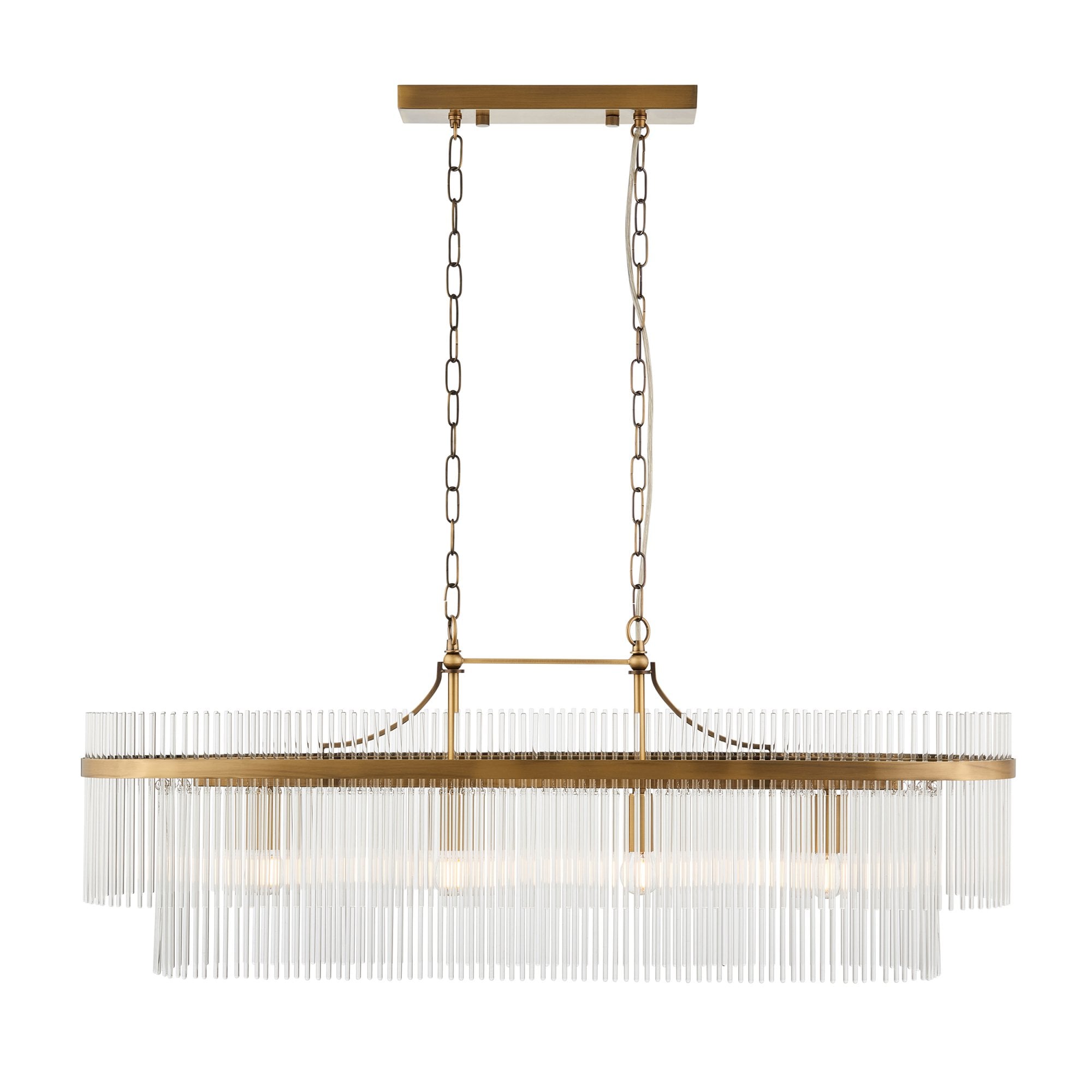 Endon Marietta 4 Light Pendant - Antique Brass Plate & Clear Glass