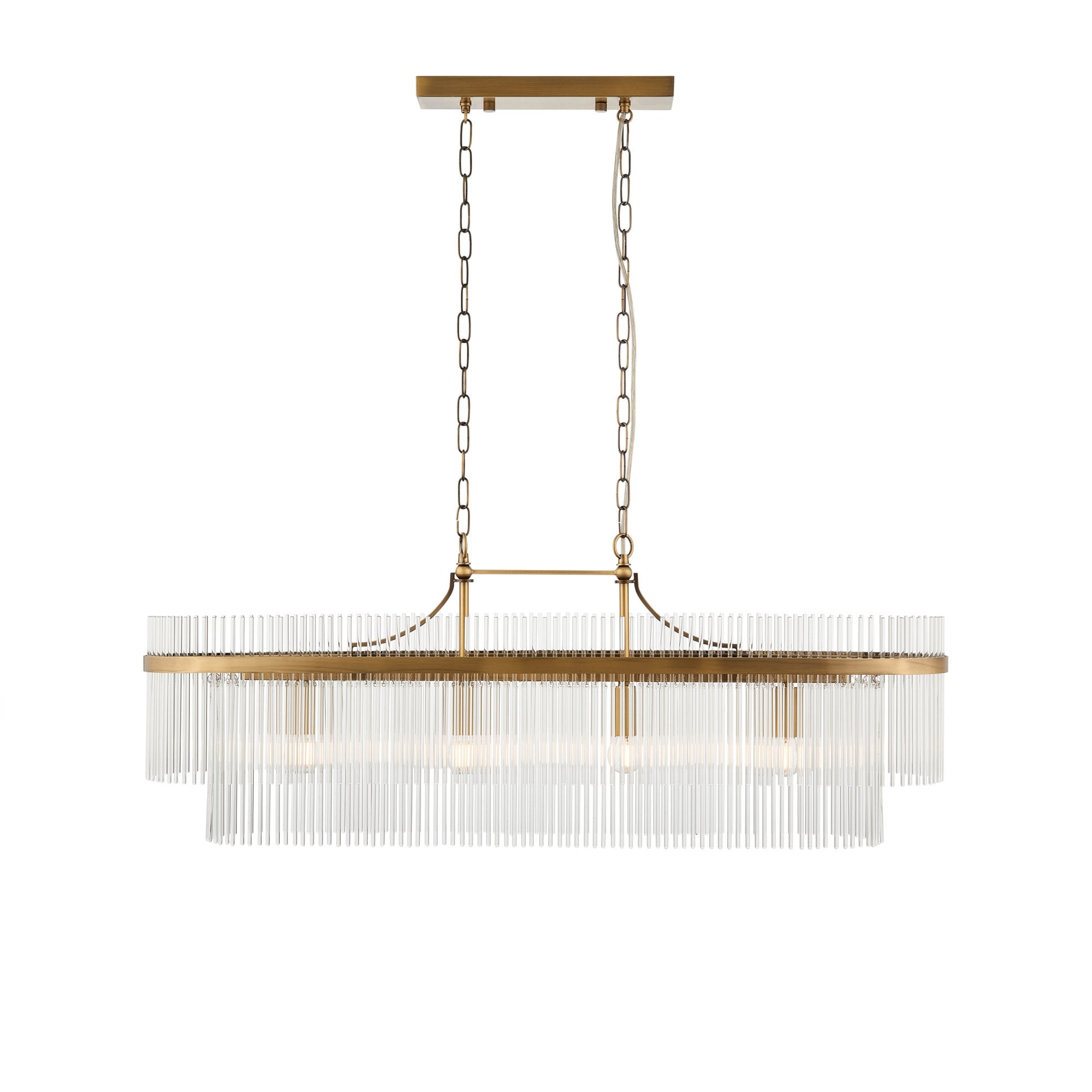 Endon Marietta 4 Light Pendant - Antique Brass Plate & Clear Glass