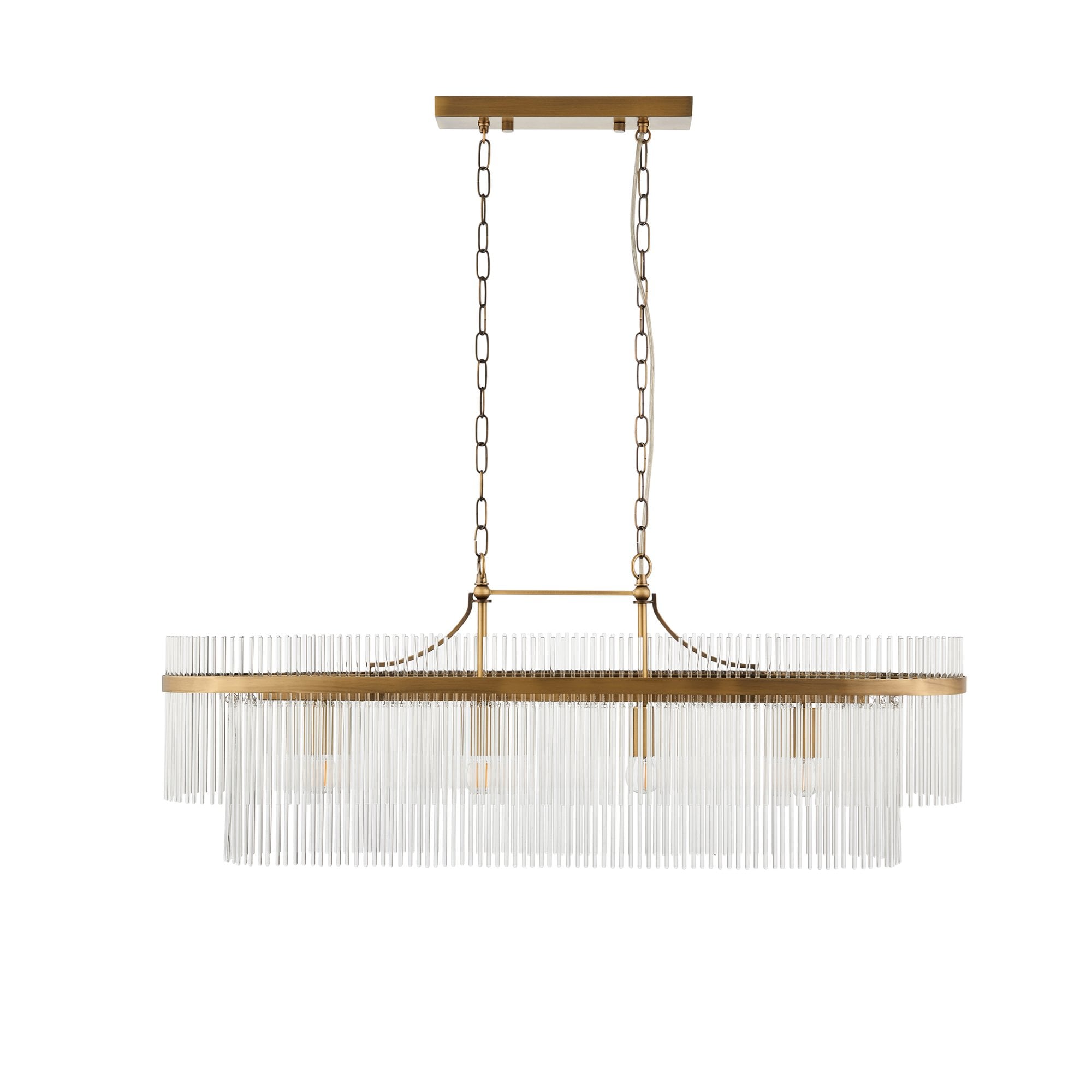 Endon Marietta 4 Light Pendant - Antique Brass Plate & Clear Glass