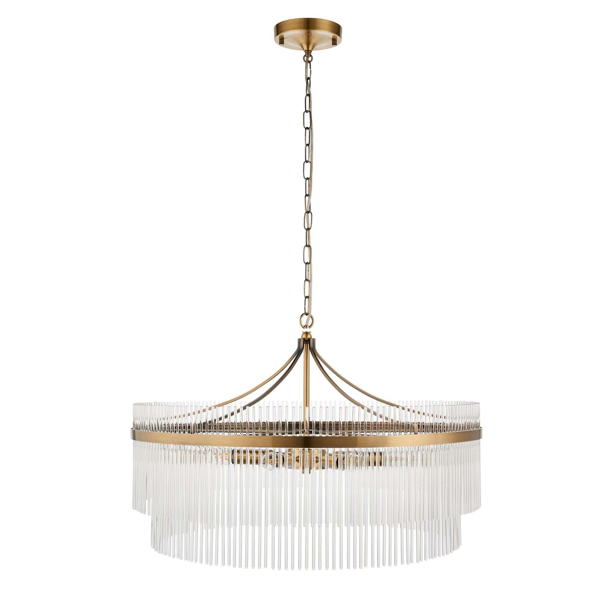 Endon Marietta Grand 7 Light Pendant - Antique Brass Plate & Clear Glass