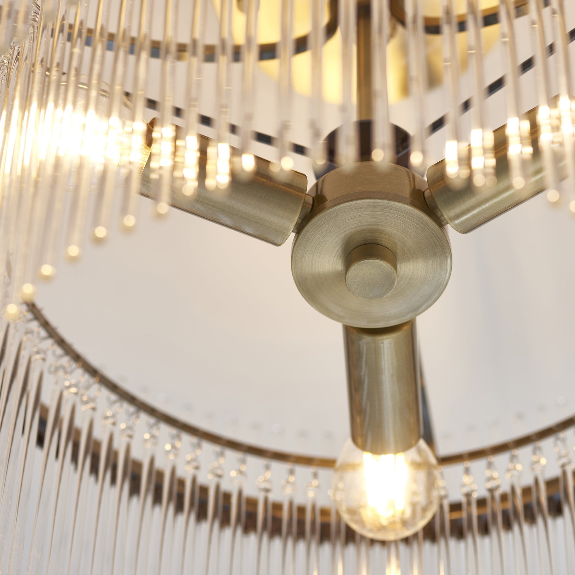 Endon Marietta 3 Light Semi Flush - Antique Brass Plate & Clear Glass