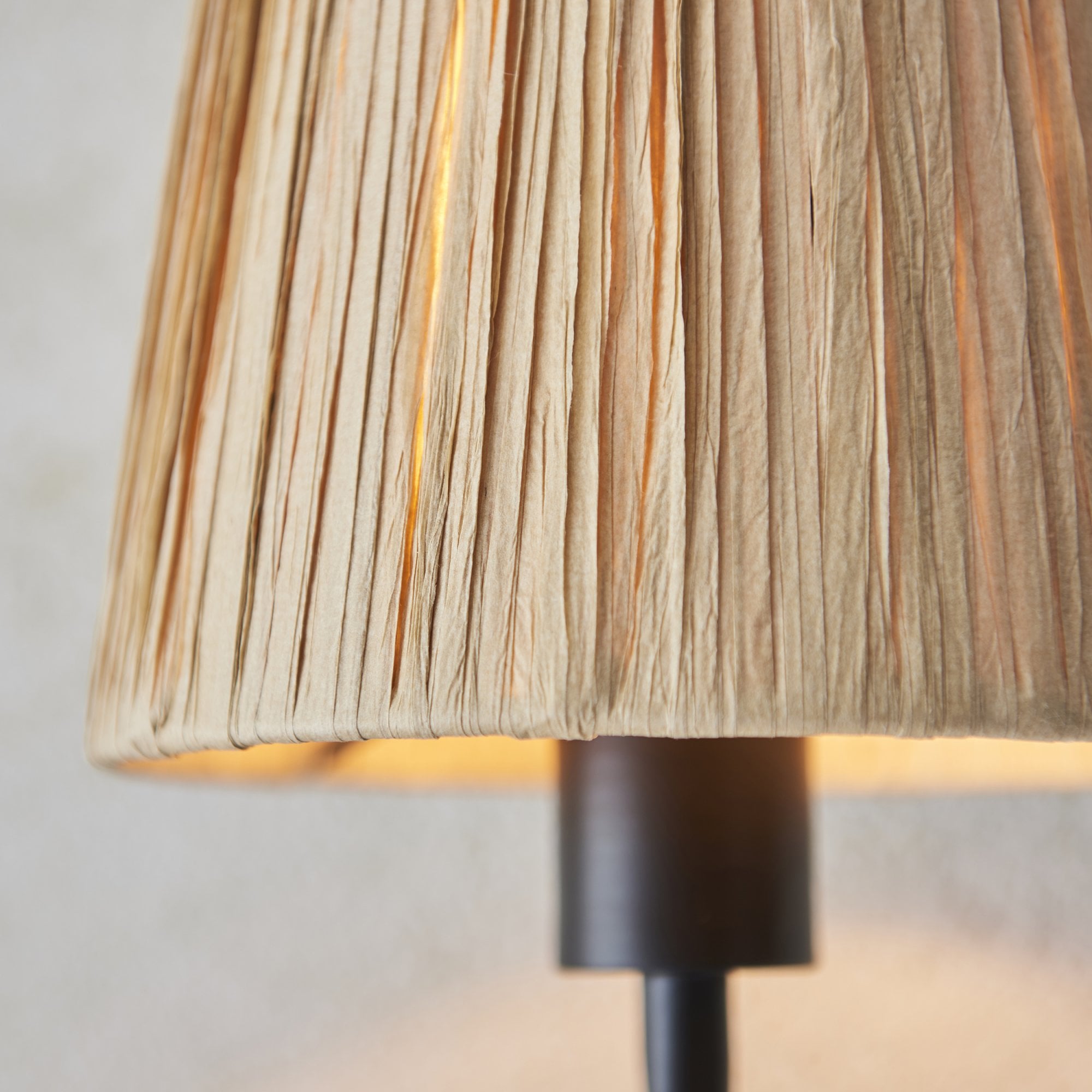 Endon Wriggle Single Light Wall - Matt Black & Natural Raffia