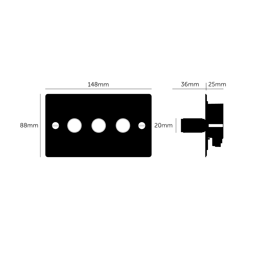 Buster + Punch 3G Dimmer Switch 120W - White Back Plate & Cross Knurl Pattern